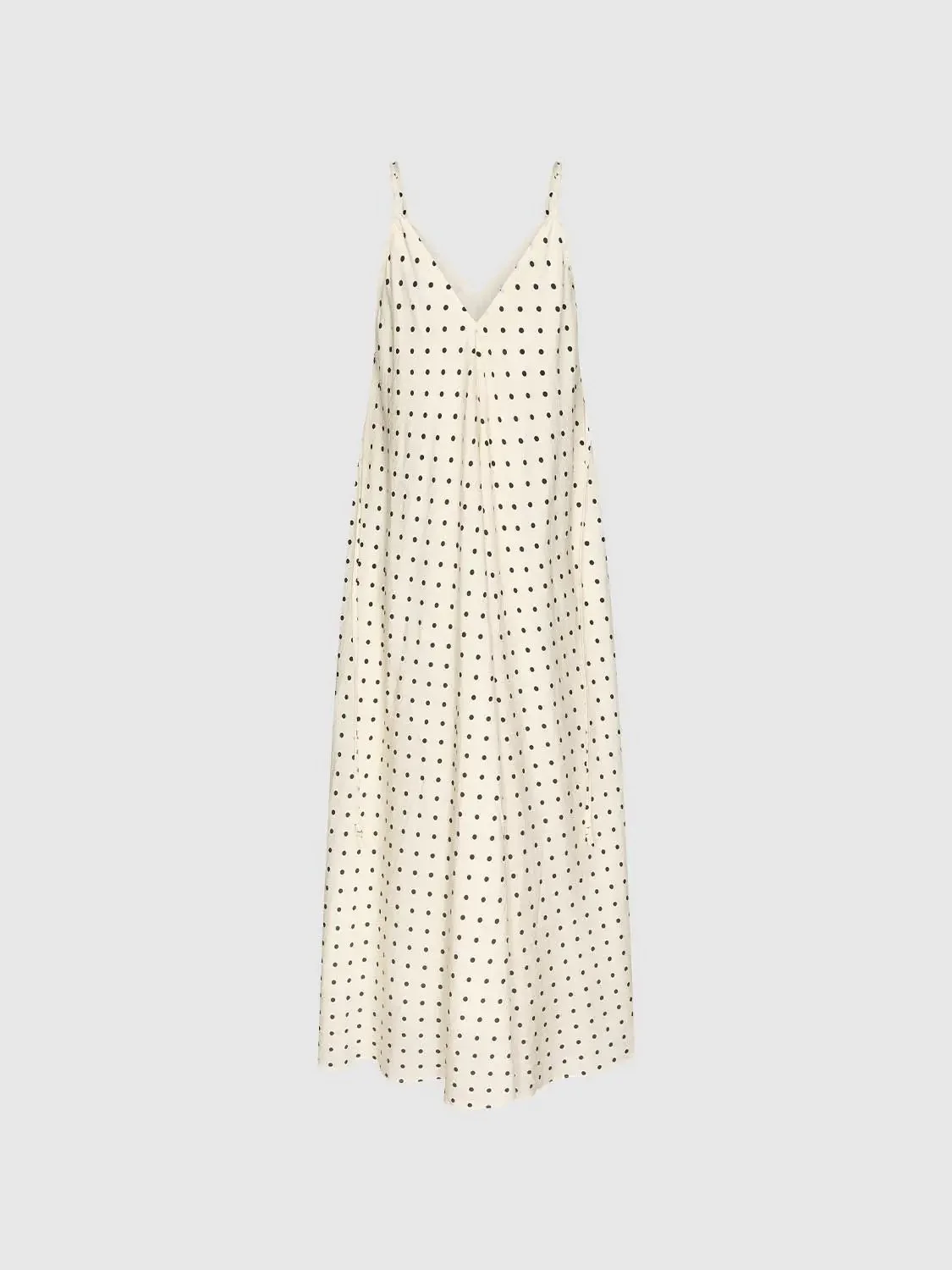 Polka Dot Strappy V-Neck A-Line Midi Dress