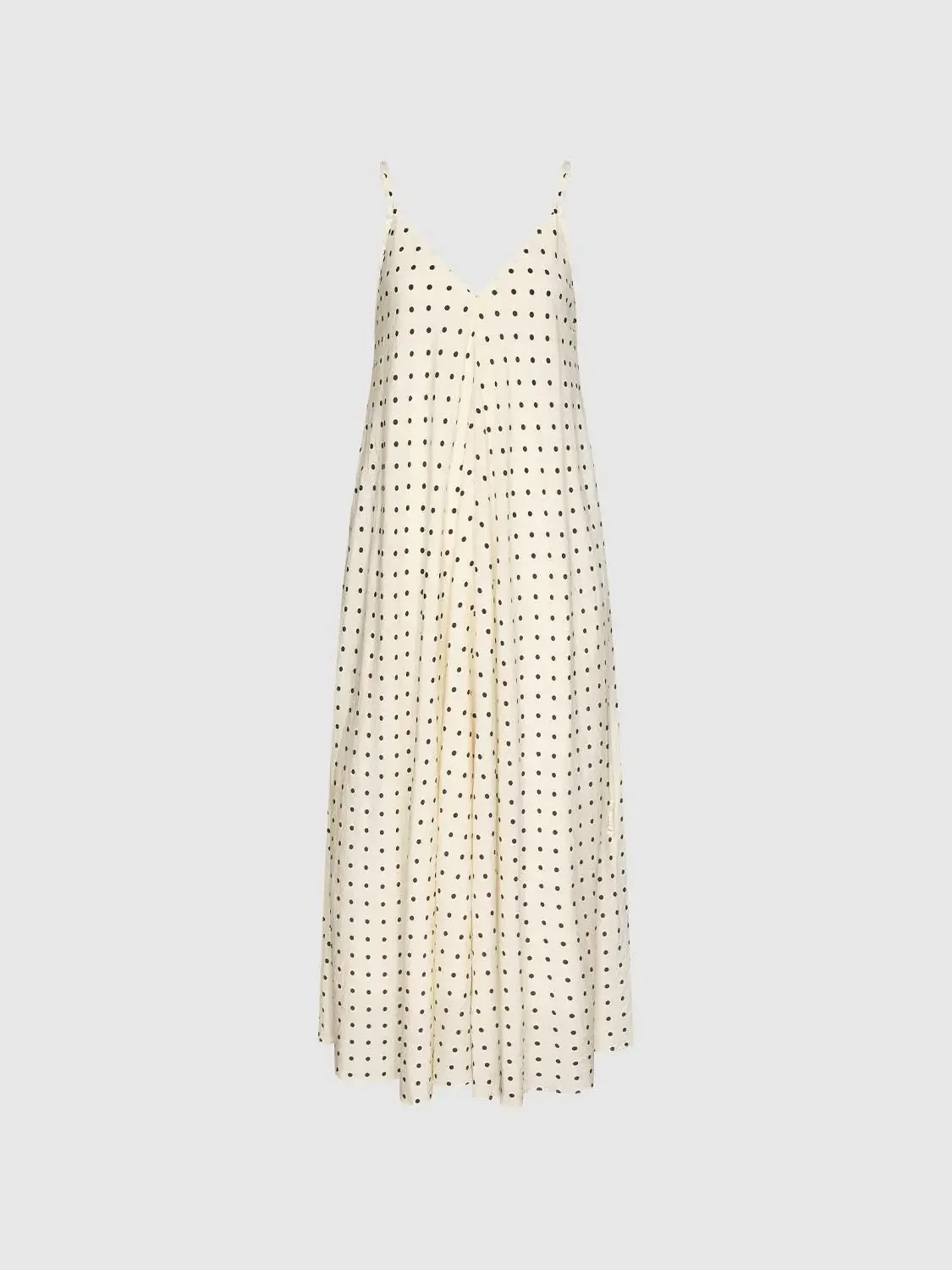 Polka Dot Strappy V-Neck A-Line Midi Dress
