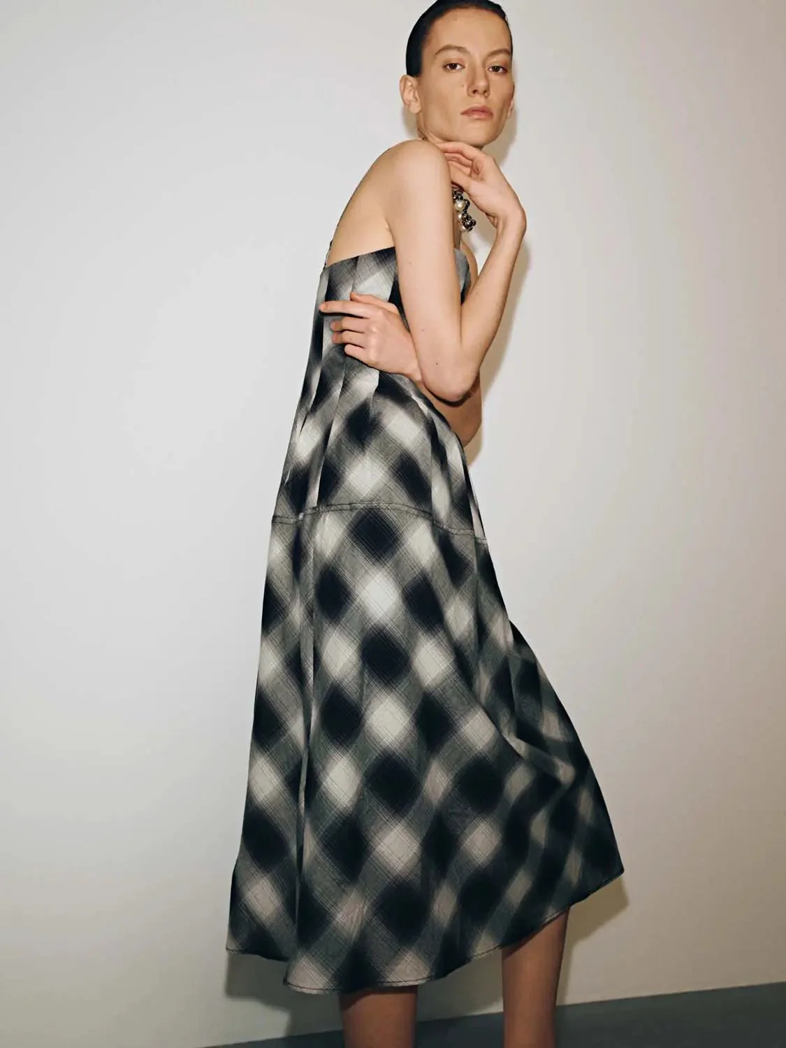 12016-cotton-contrast-check-strappy-a-line-midi-dress-12.webp Cotton Contrast Check Strappy A-Line Midi Dress