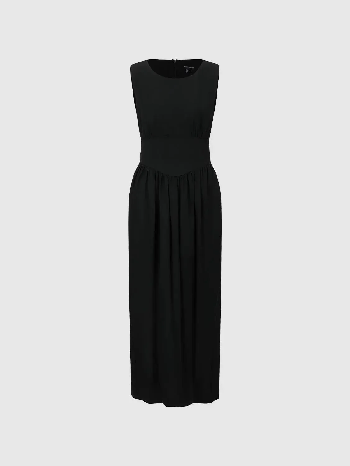 Lyocell Sleeveless Shirring A-Line Maxi Dress