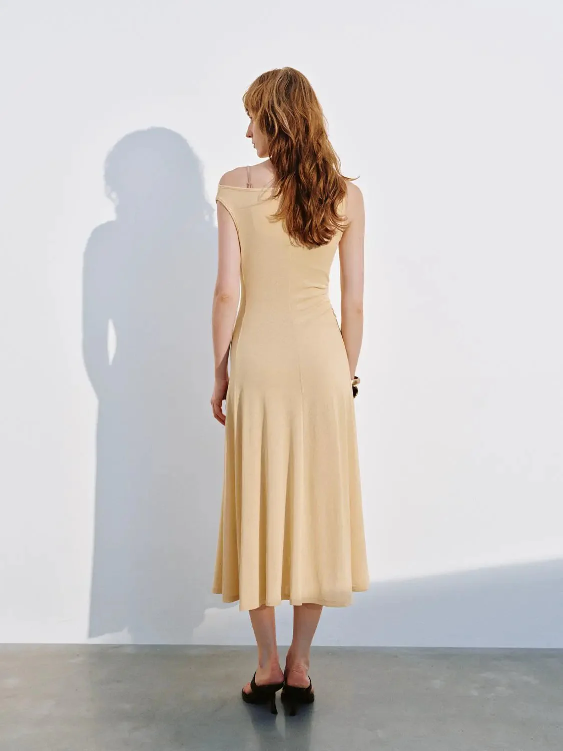 12045-cowl-neck-sleeveless-a-line-maxi-beige-stretch-dress-6.webp Cowl Neck Sleeveless A-Line Maxi Beige Stretch Dress