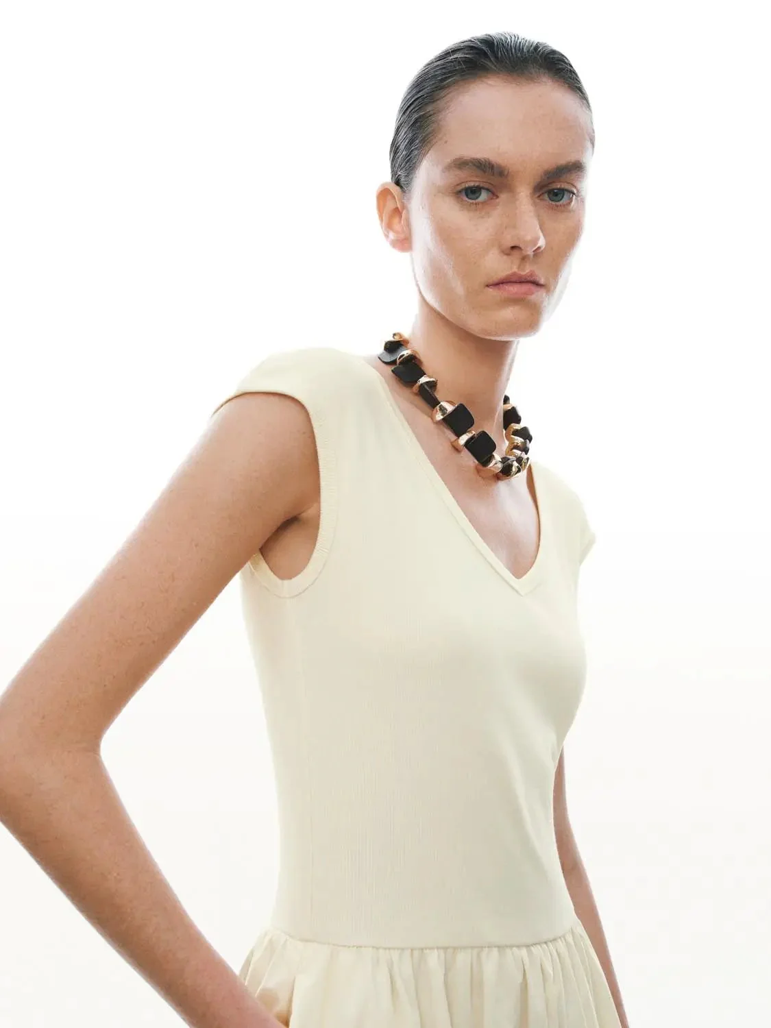 Cotton V Neck Sleeveless A Line Maxi Dresses