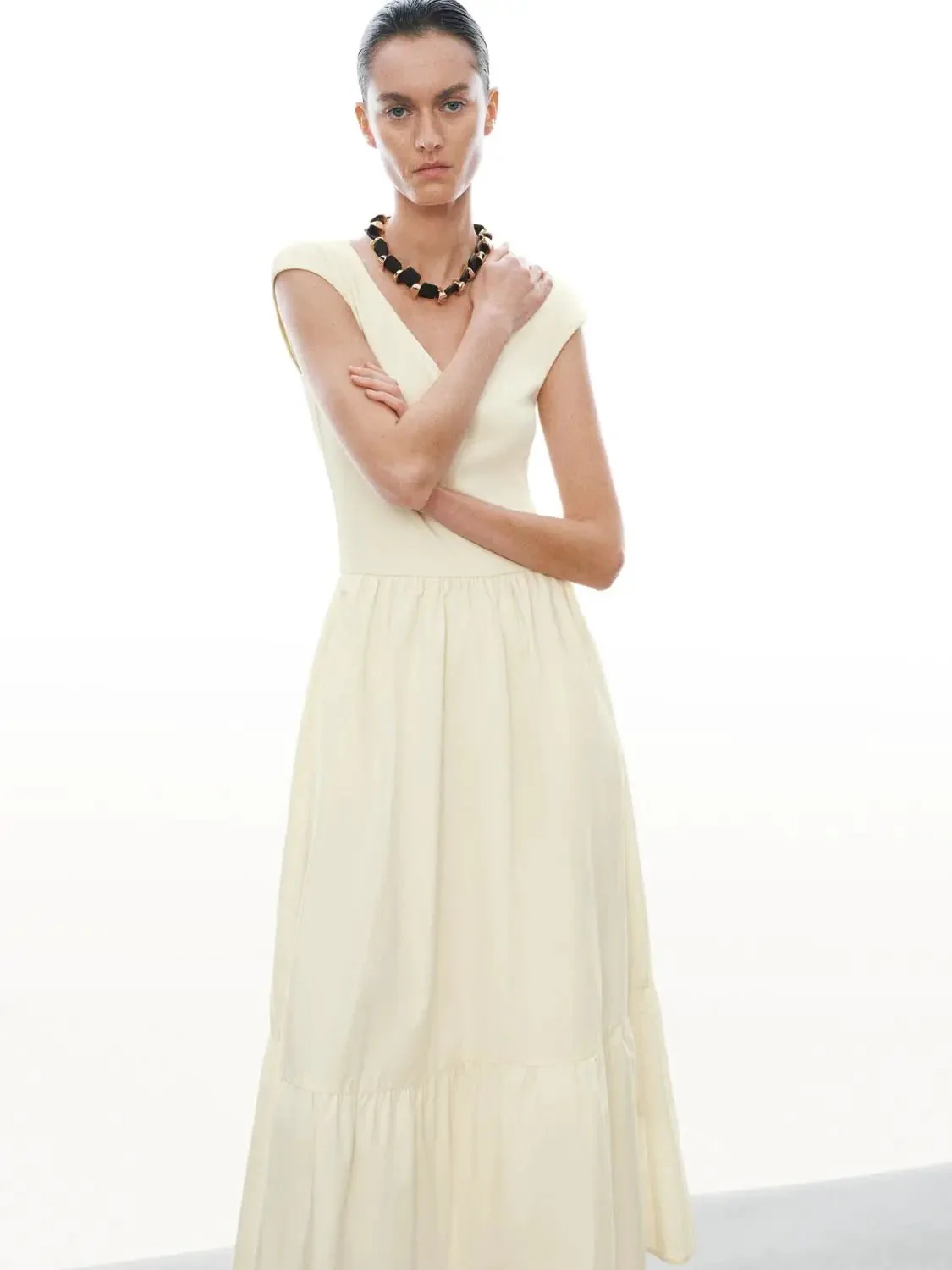 Cotton V Neck Sleeveless A Line Maxi Dresses