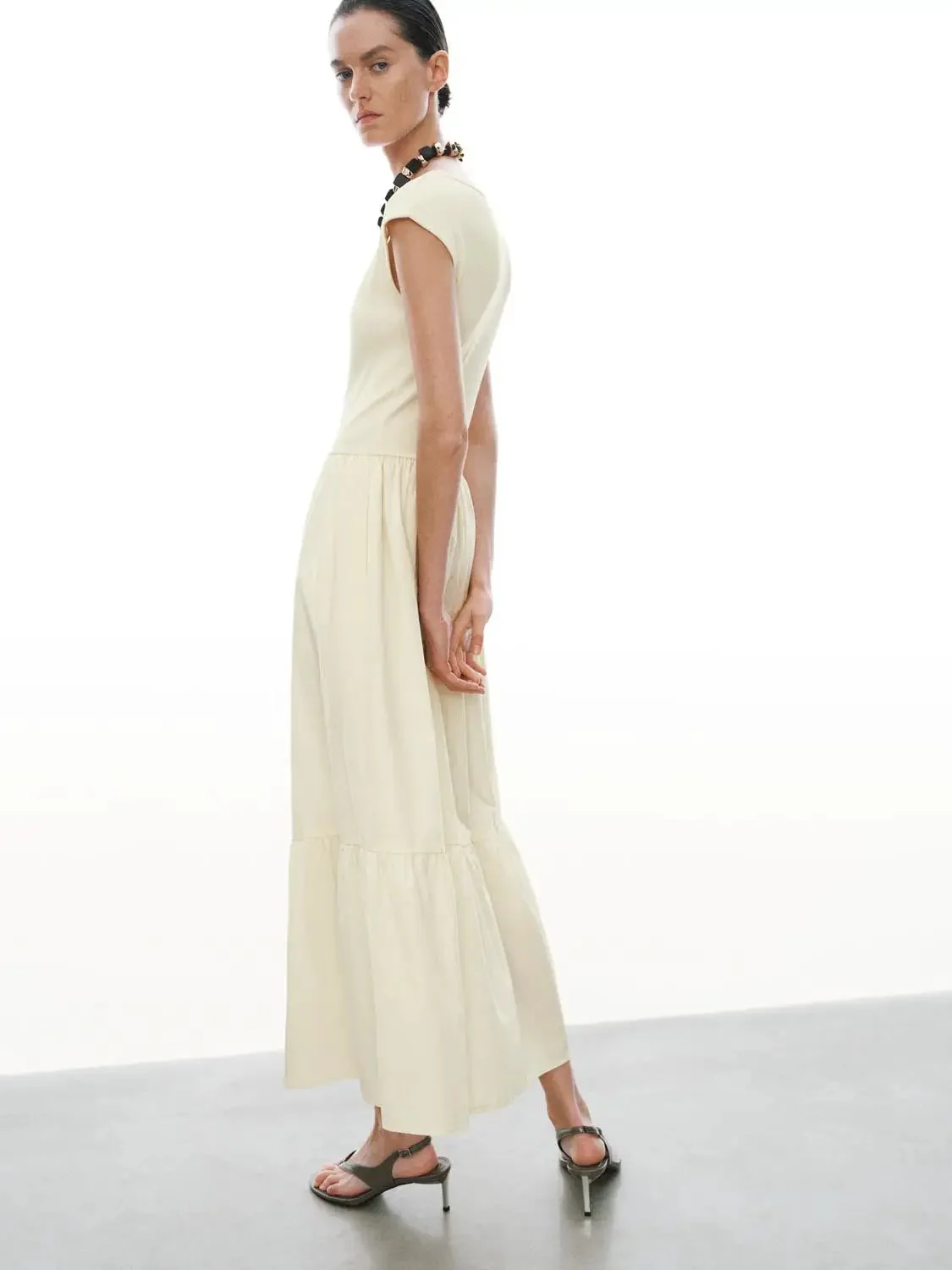 Cotton V Neck Sleeveless A Line Maxi Dresses