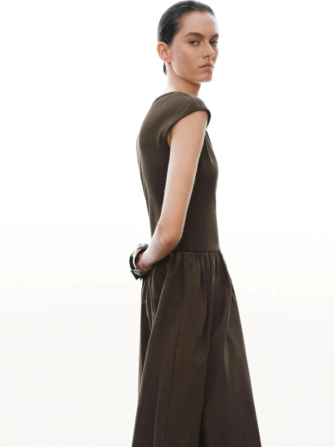Cotton V Neck Sleeveless A Line Maxi Dresses