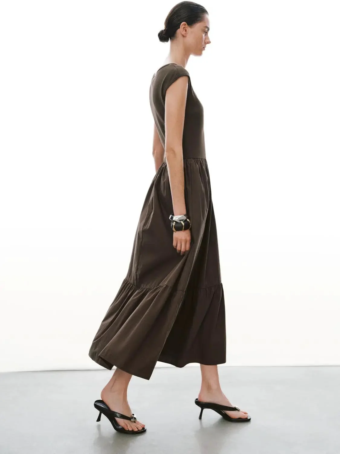Cotton V Neck Sleeveless A Line Maxi Dresses