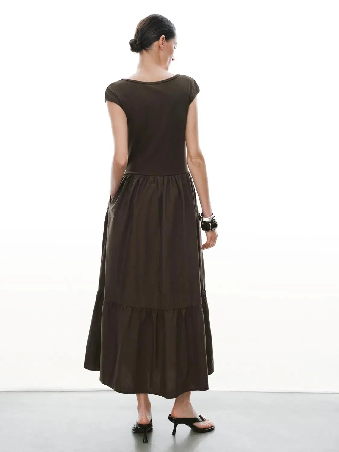 Cotton V Neck Sleeveless A Line Maxi Dresses