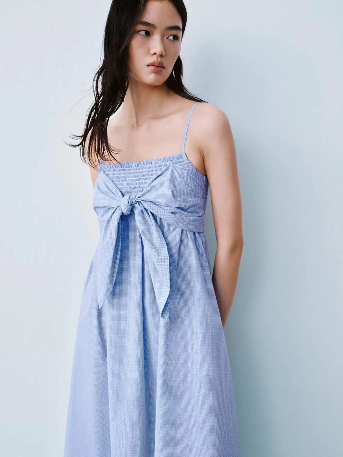 12107-cotton-strappy-bow-tie-front-a-line-midi-dress-6.webp Cotton Strappy Bow Tie Front A-Line Midi Dress