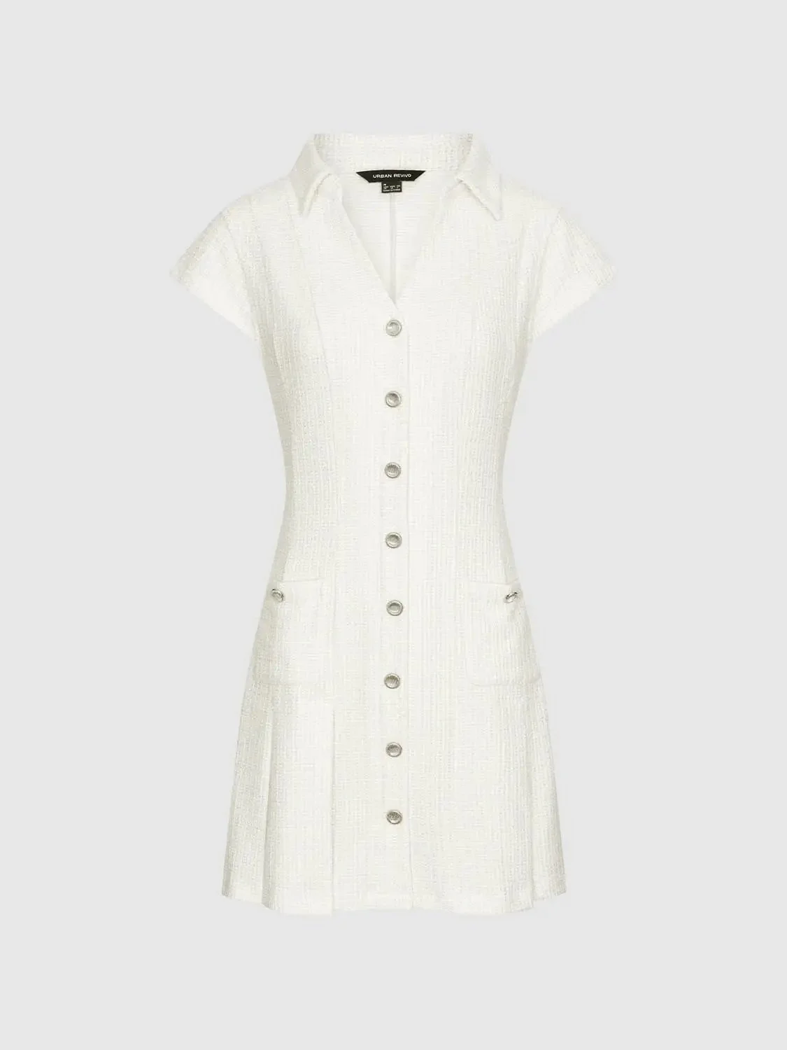 12160-button-detail-cap-sleeve-pleated-a-line-mini-dresses-7.webp Button Detail Cap Sleeve Pleated A-Line Mini Dresses