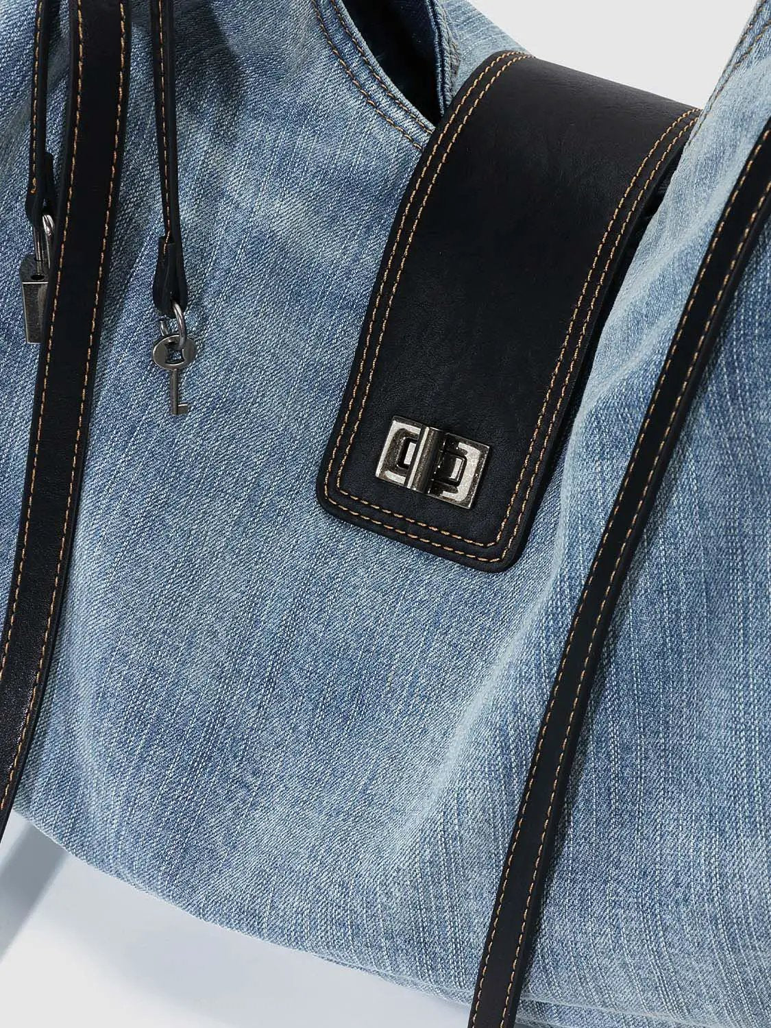 1218-denim-with-leather-trim-and-gradient-details-shoulder-bags-8.jpg Denim With Leather Trim And Gradient Details Shoulder Bags