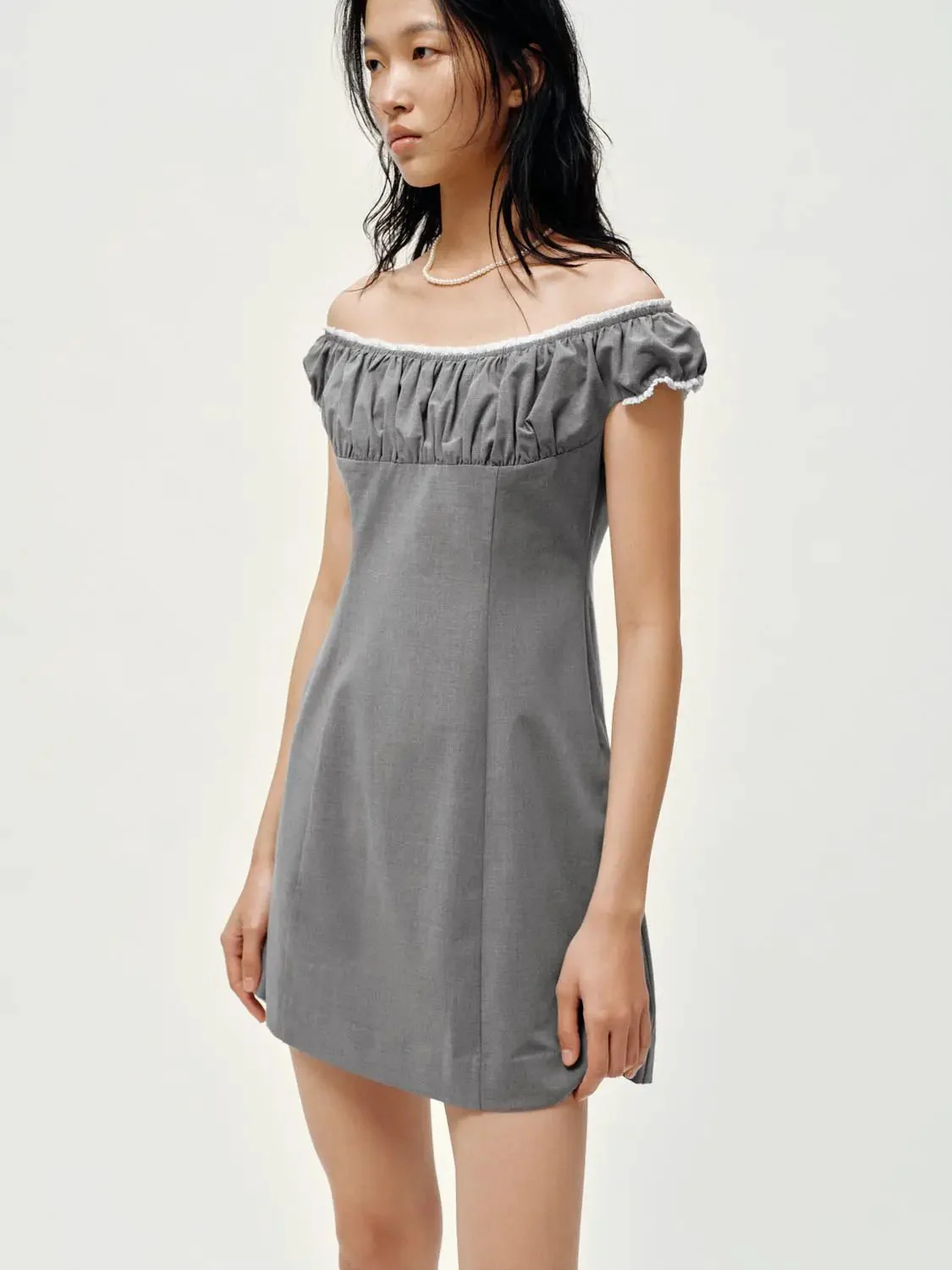 12190-shirring-boat-neck-midi-a-line-soft-woven-dresses-2.webp Shirring Boat Neck Midi A Line Soft Woven Dresses
