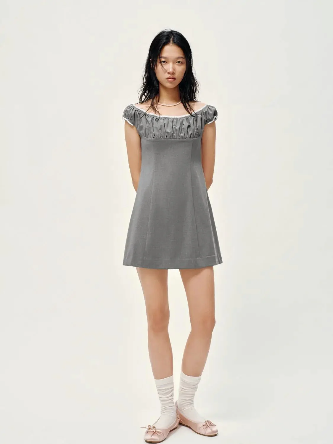 12190-shirring-boat-neck-midi-a-line-soft-woven-dresses-4.webp Shirring Boat Neck Midi A Line Soft Woven Dresses