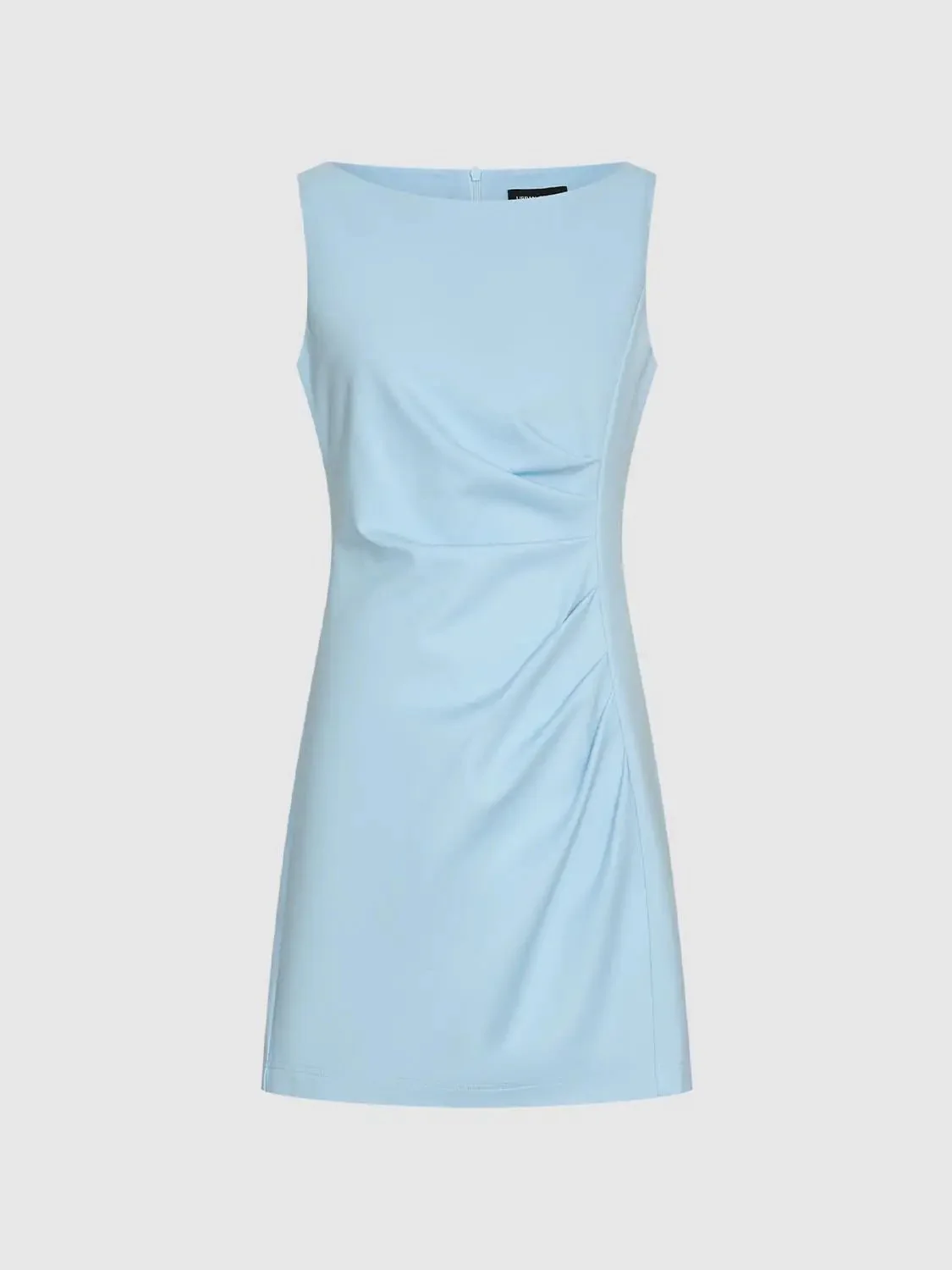 12202-ruched-boat-neck-sleeveless-aline-dress-with-stretch-dresses-7.webp Ruched Boat Neck Sleeveless Aline Dress With Stretch Dresses