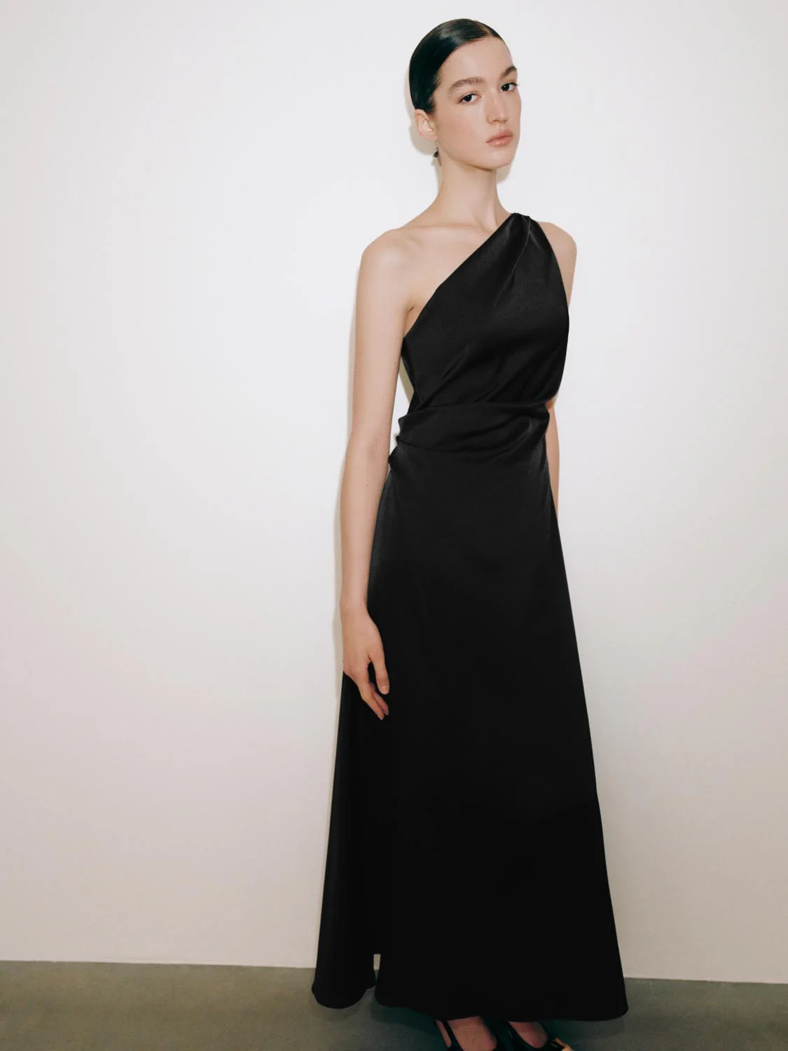 12208-one-shoulder-draped-a-line-midi-evening-dresses-2.webp One Shoulder Draped A Line Midi Evening Dresses