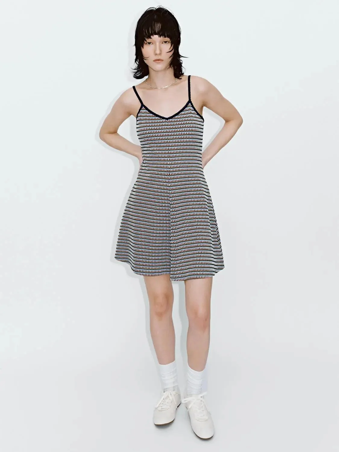 12220-checkered-spaghetti-strap-lace-trim-midi-dress-5.webp Checkered Spaghetti Strap Lace Trim Midi Dress