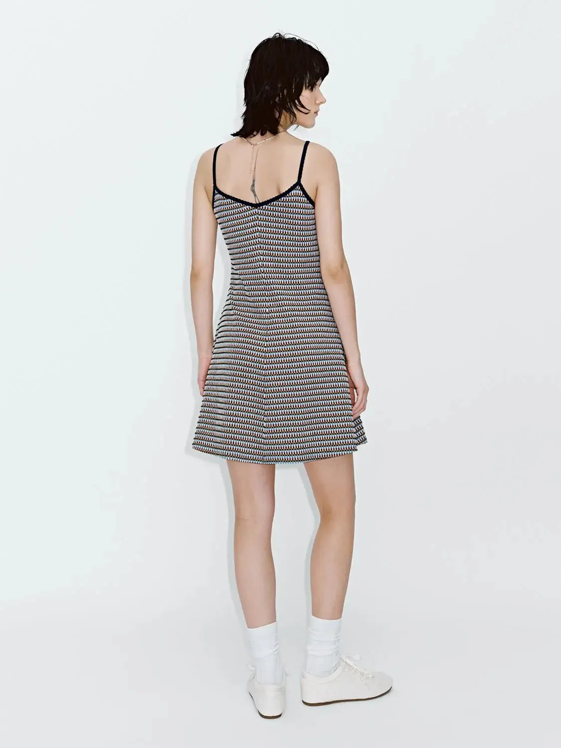 12220-checkered-spaghetti-strap-lace-trim-midi-dress-6.webp Checkered Spaghetti Strap Lace Trim Midi Dress