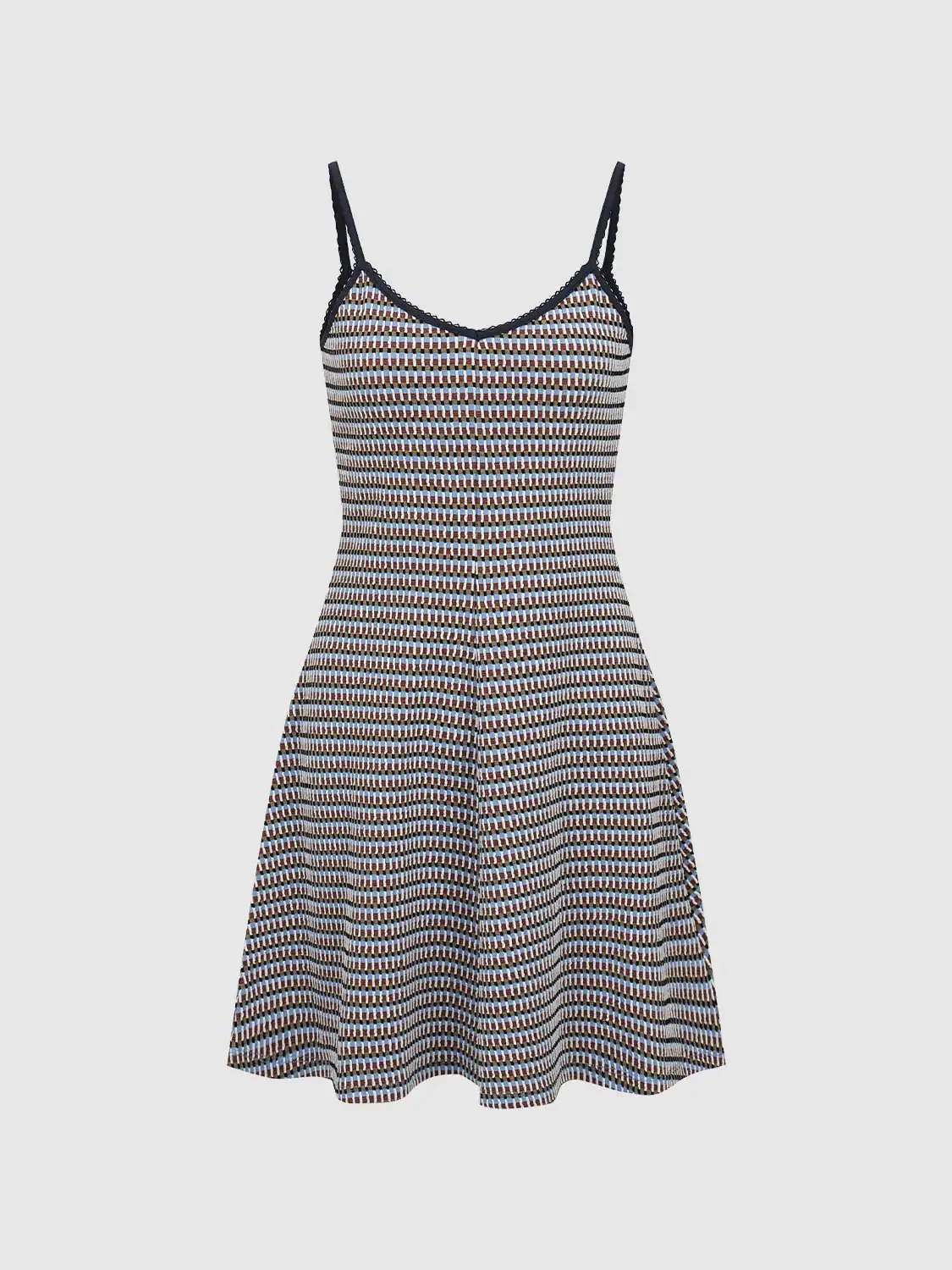 12220-checkered-spaghetti-strap-lace-trim-midi-dress-7.webp Checkered Spaghetti Strap Lace Trim Midi Dress