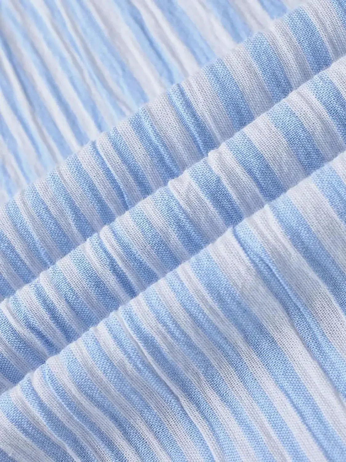 Cotton Blend Striped Bow Front A Line Midi Dresses