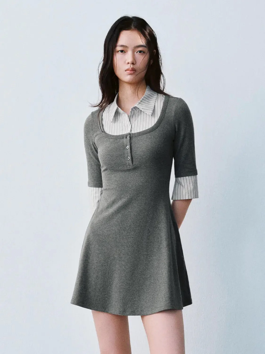 12273-cotton-blend-two-in-one-contrast-striped-aline-dress-9.webp Cotton Blend Two In One Contrast Striped Aline Dress