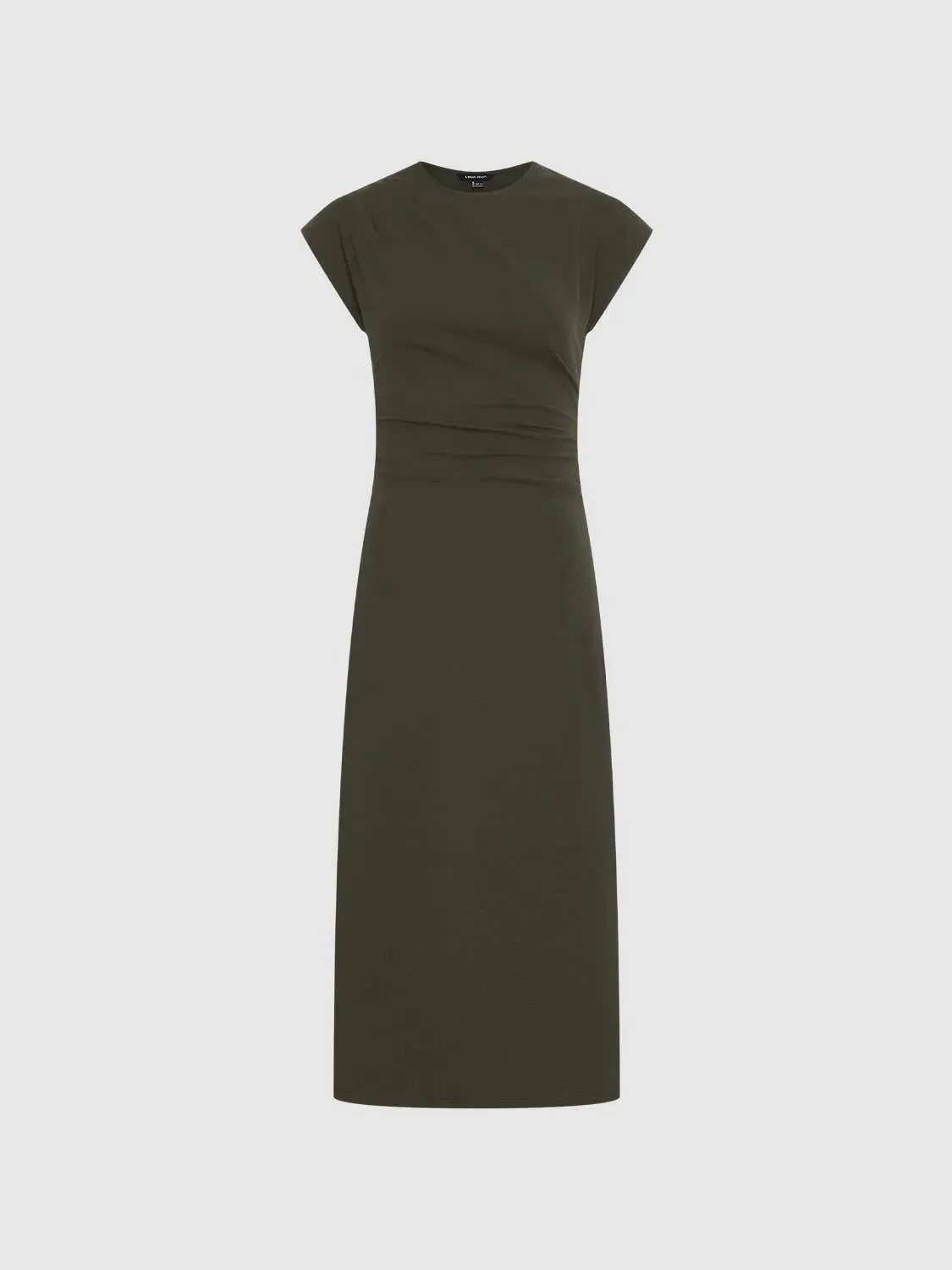 12313-cotton-lyocell-ruched-cap-sleeve-a-line-midi-dresses-15.webp Cotton Lyocell Ruched Cap Sleeve A-Line Midi Dresses