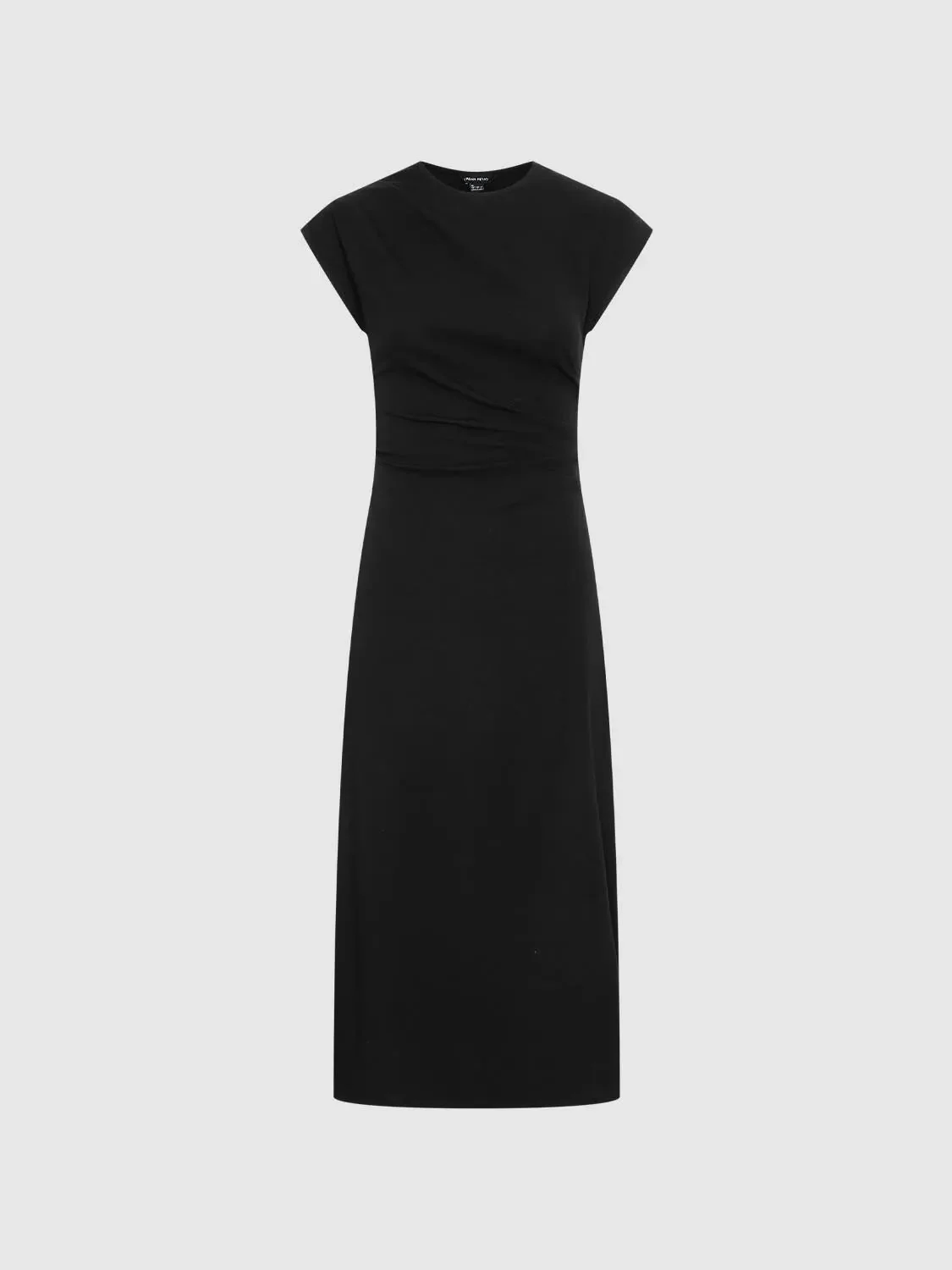 12313-cotton-lyocell-ruched-cap-sleeve-a-line-midi-dresses-7.webp Cotton Lyocell Ruched Cap Sleeve A-Line Midi Dresses