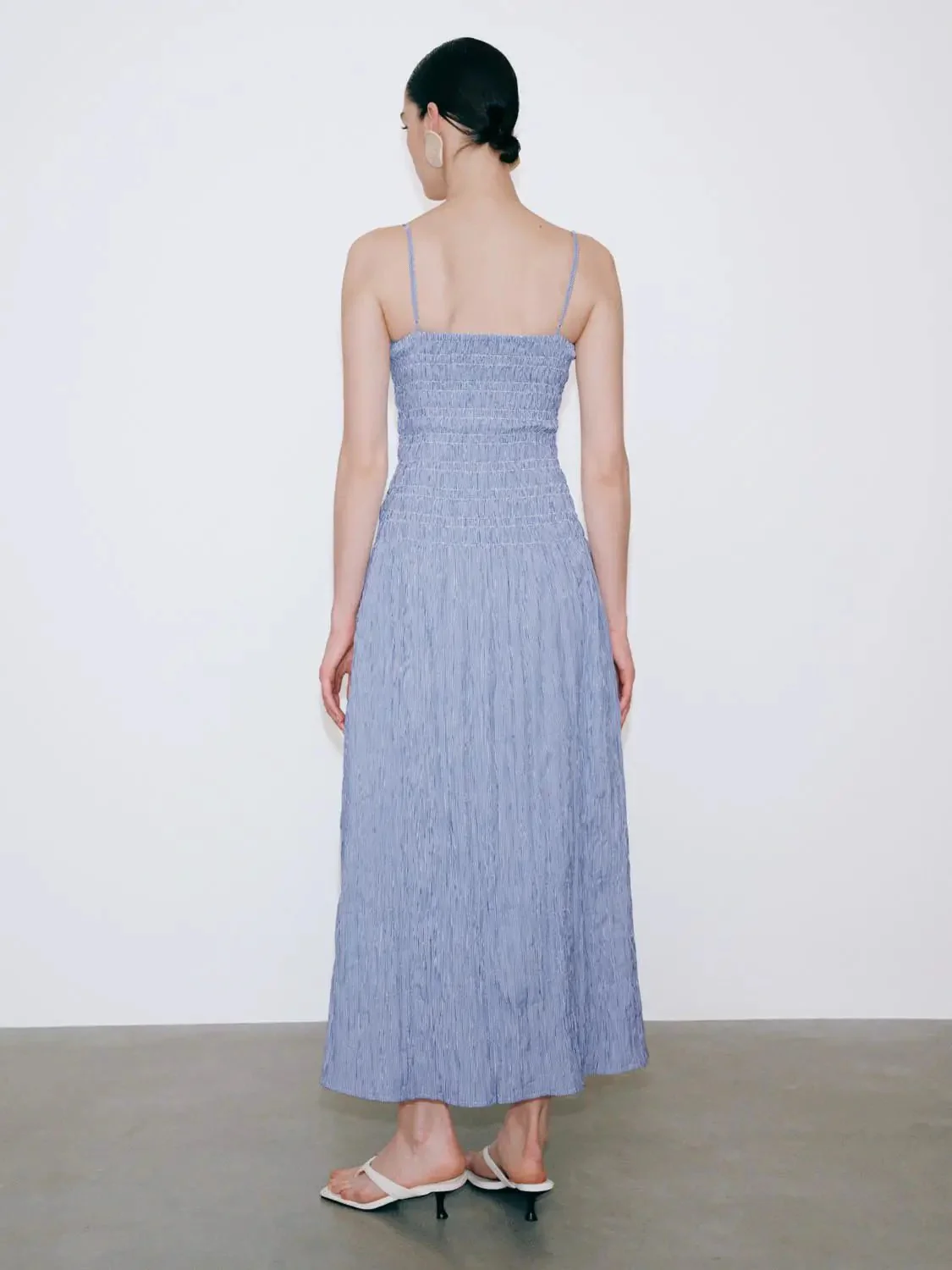 12324-strappy-shirring-detail-aline-textured-midi-dress-6.webp Strappy Shirring Detail Aline Textured Midi Dress