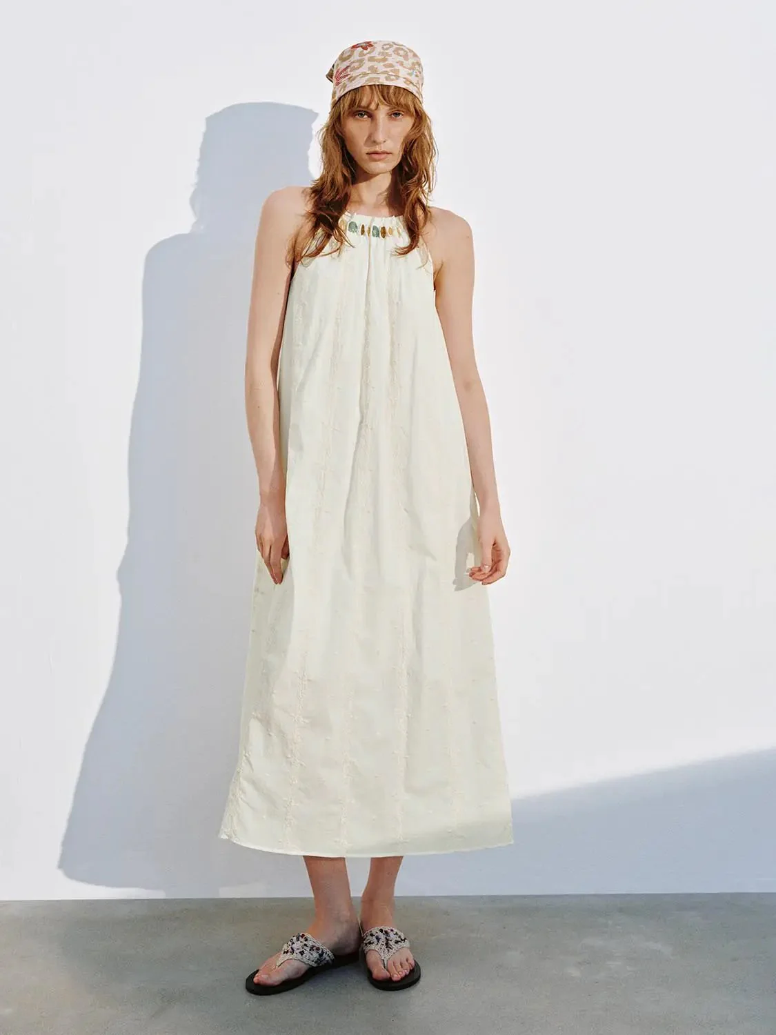 12330-cotton-strappy-beaded-embroidered-a-line-maxi-dress-9.webp Cotton Strappy Beaded Embroidered A Line Maxi Dress
