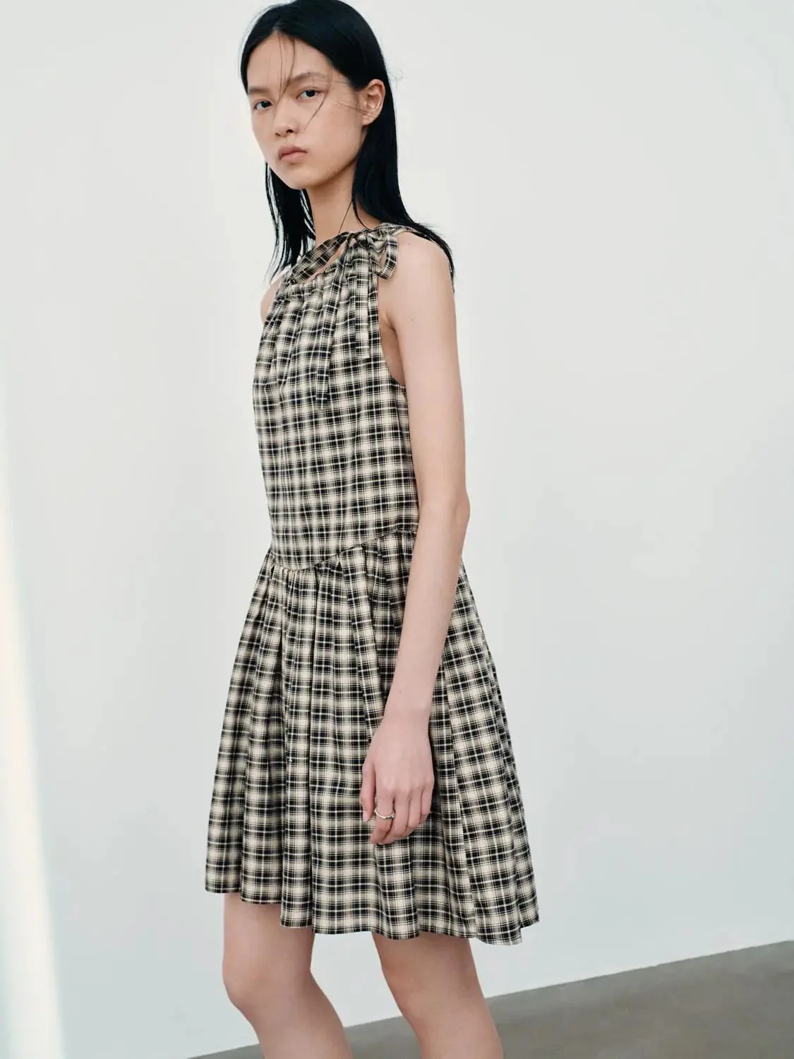 12342-cotton-lyocell-check-plaid-a-line-midi-dress-3.webp Cotton Lyocell Check Plaid A Line Midi Dress