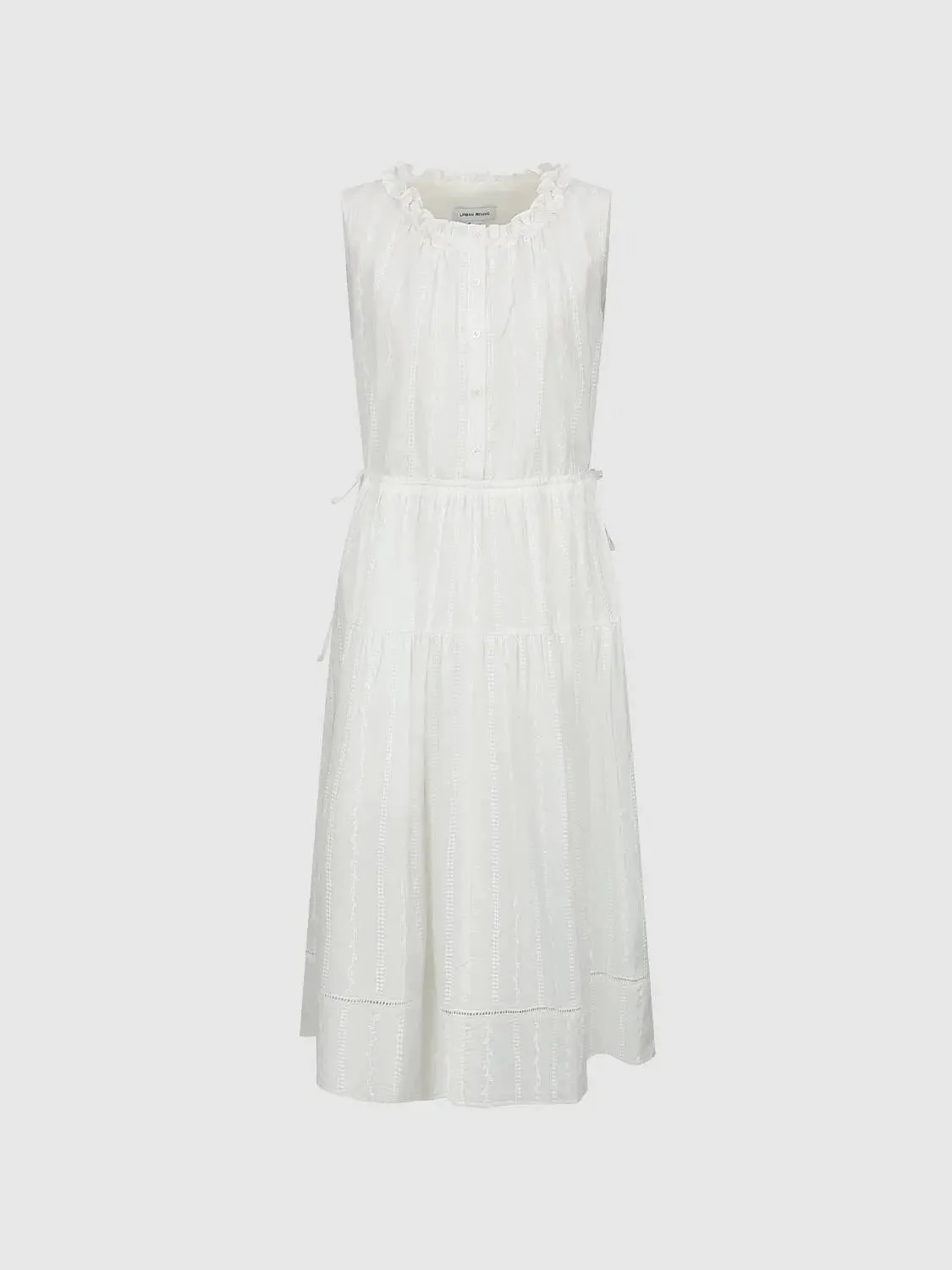 12348-cotton-frill-neck-sleeveless-tiered-a-line-midi-dresses-7.webp Cotton Frill Neck Sleeveless Tiered A Line Midi Dresses