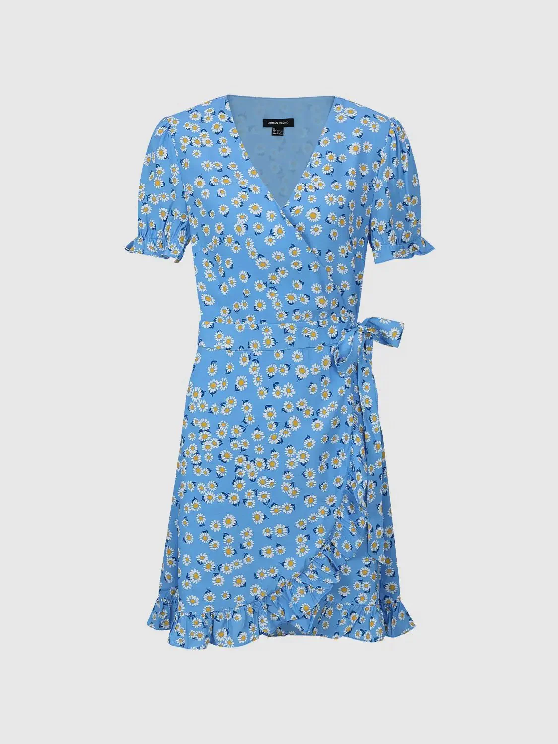 12360-viscose-daisy-print-v-neck-puff-sleeve-a-line-midi-dresses-7.webp Viscose Daisy Print V-Neck Puff Sleeve A-Line Midi Dresses