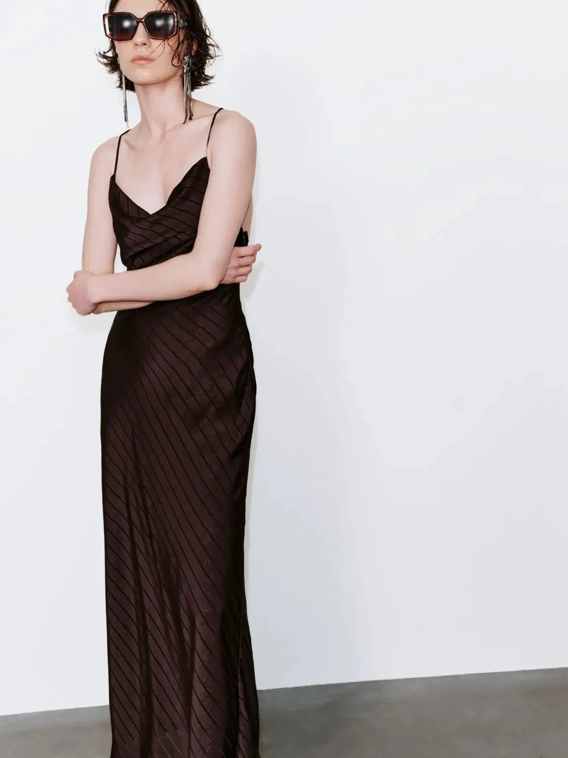 Striped Strappy A-Line Maxi Dress