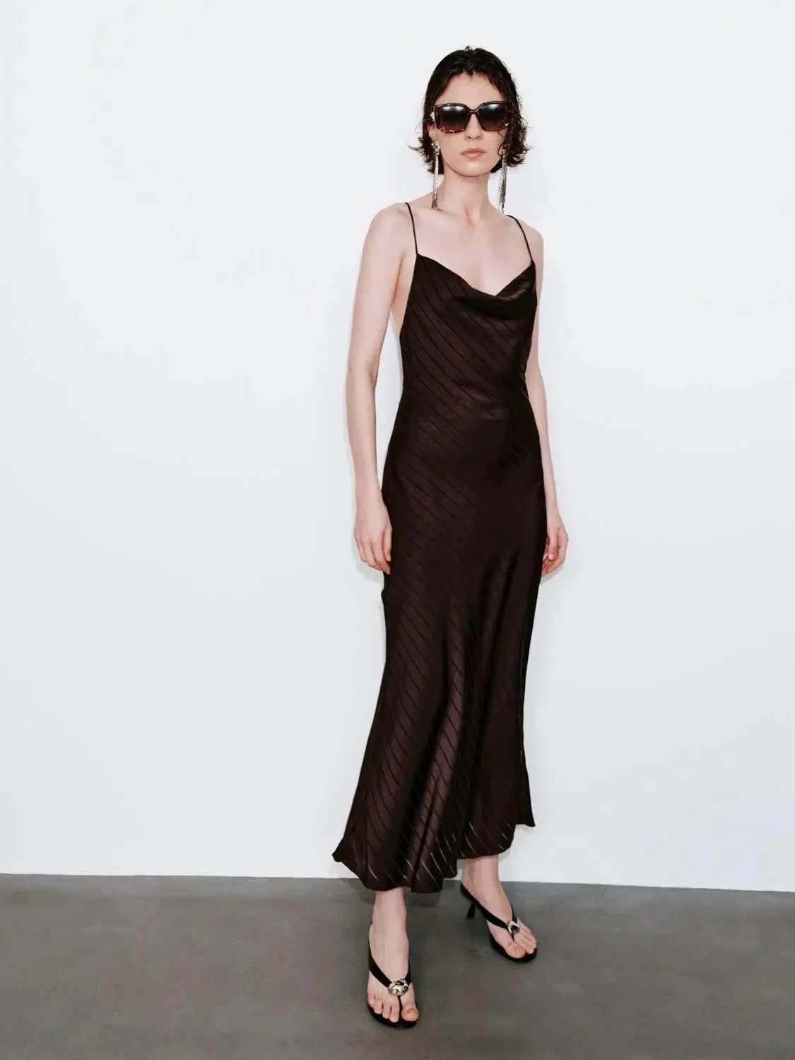 Striped Strappy A-Line Maxi Dress