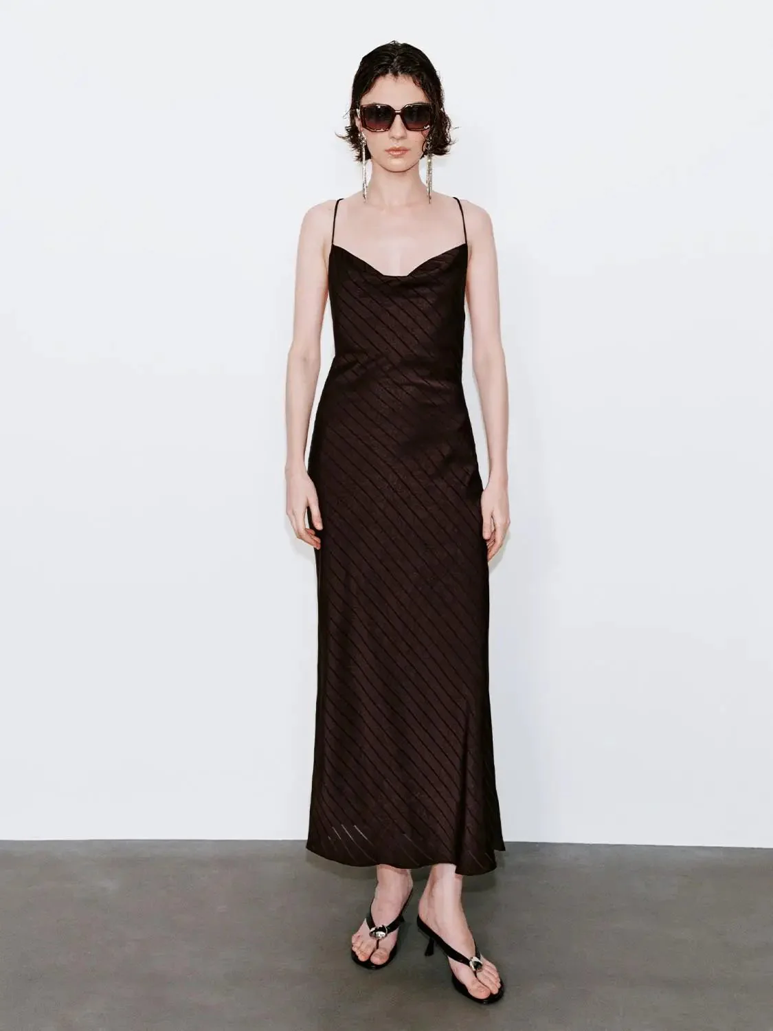 Striped Strappy A-Line Maxi Dress