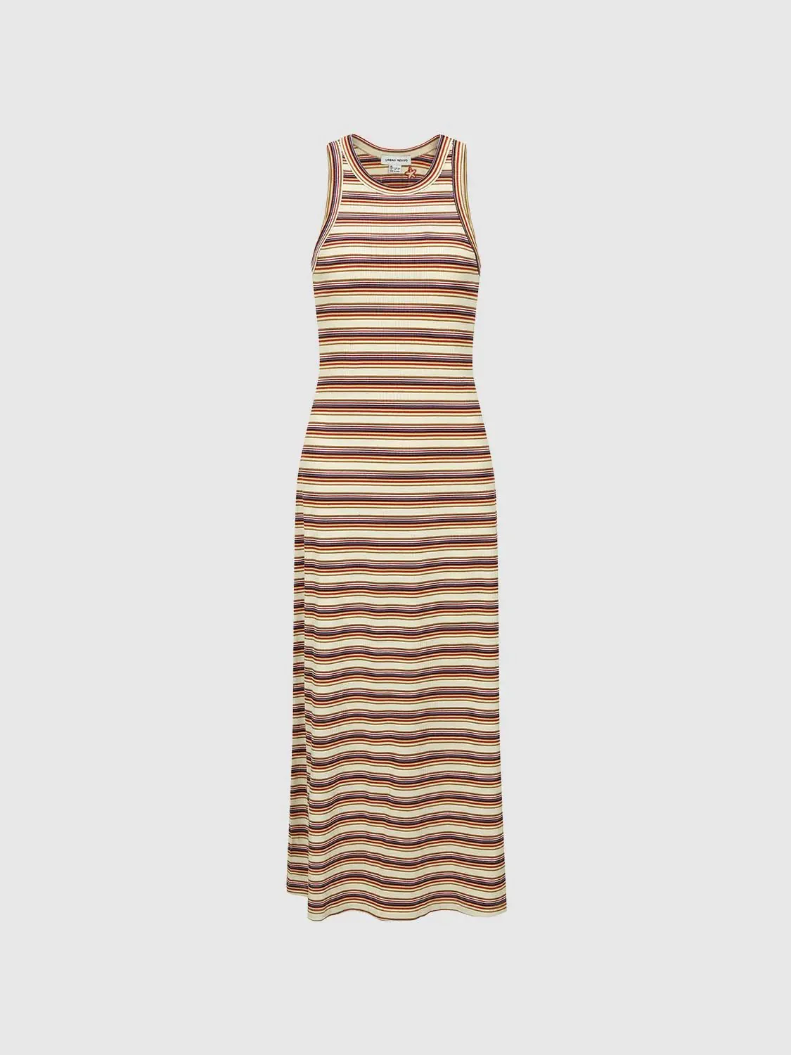 Cotton Striped Sleeveless A-Line Midi Dresses
