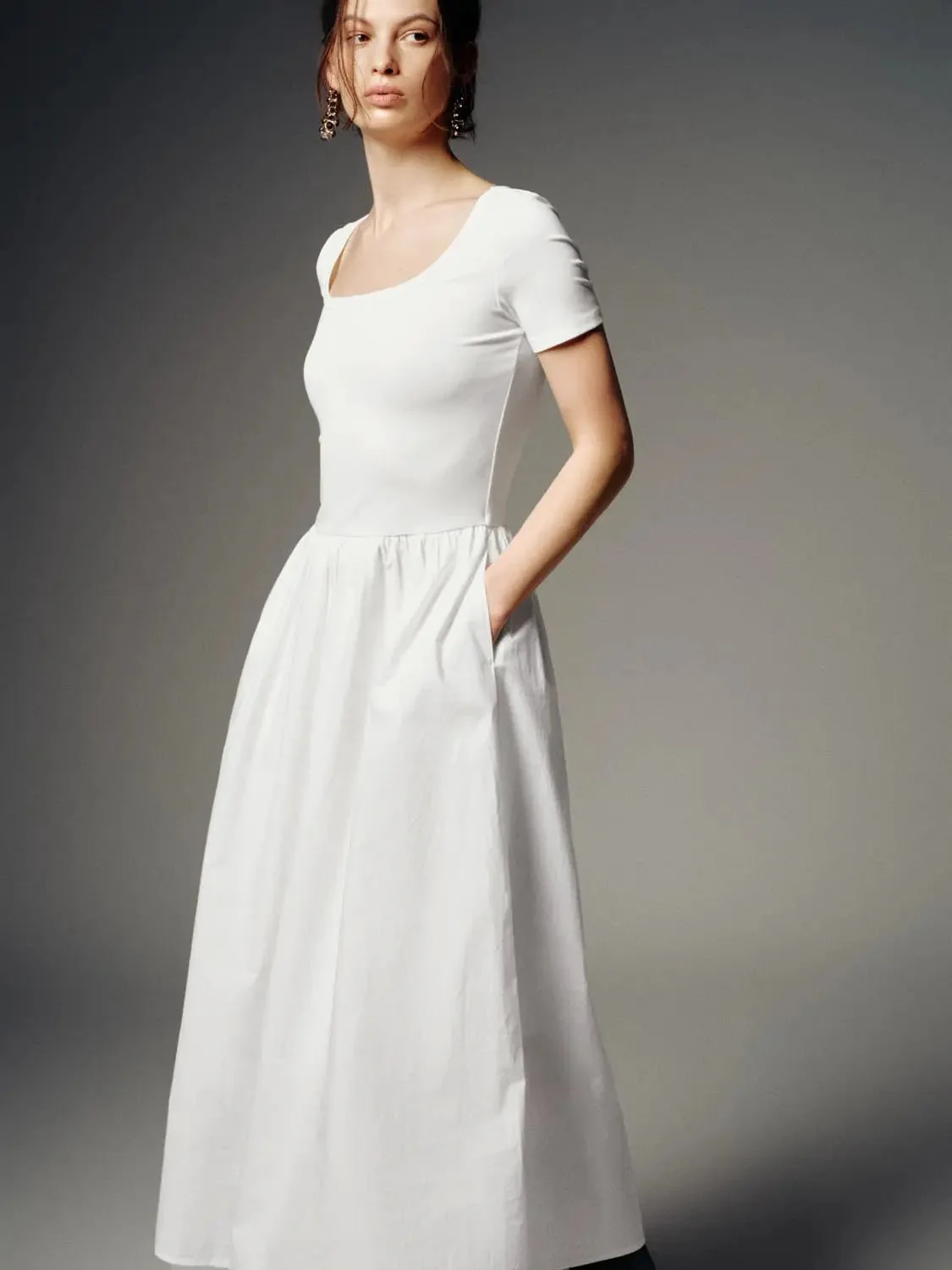 12400-cotton-knit-scoop-neck-short-sleeve-midi-dress-2.webp Cotton Knit Scoop Neck Short Sleeve Midi Dress