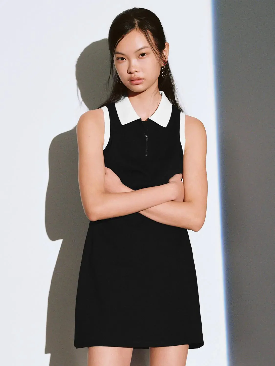 12441-contrast-cotton-blend-polo-collar-sleeveless-a-line-dresses-17.webp Contrast Cotton Blend Polo Collar Sleeveless A Line Dresses