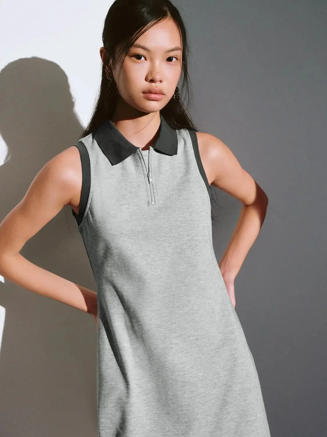 12441-contrast-cotton-blend-polo-collar-sleeveless-a-line-dresses-3.webp Contrast Cotton Blend Polo Collar Sleeveless A Line Dresses