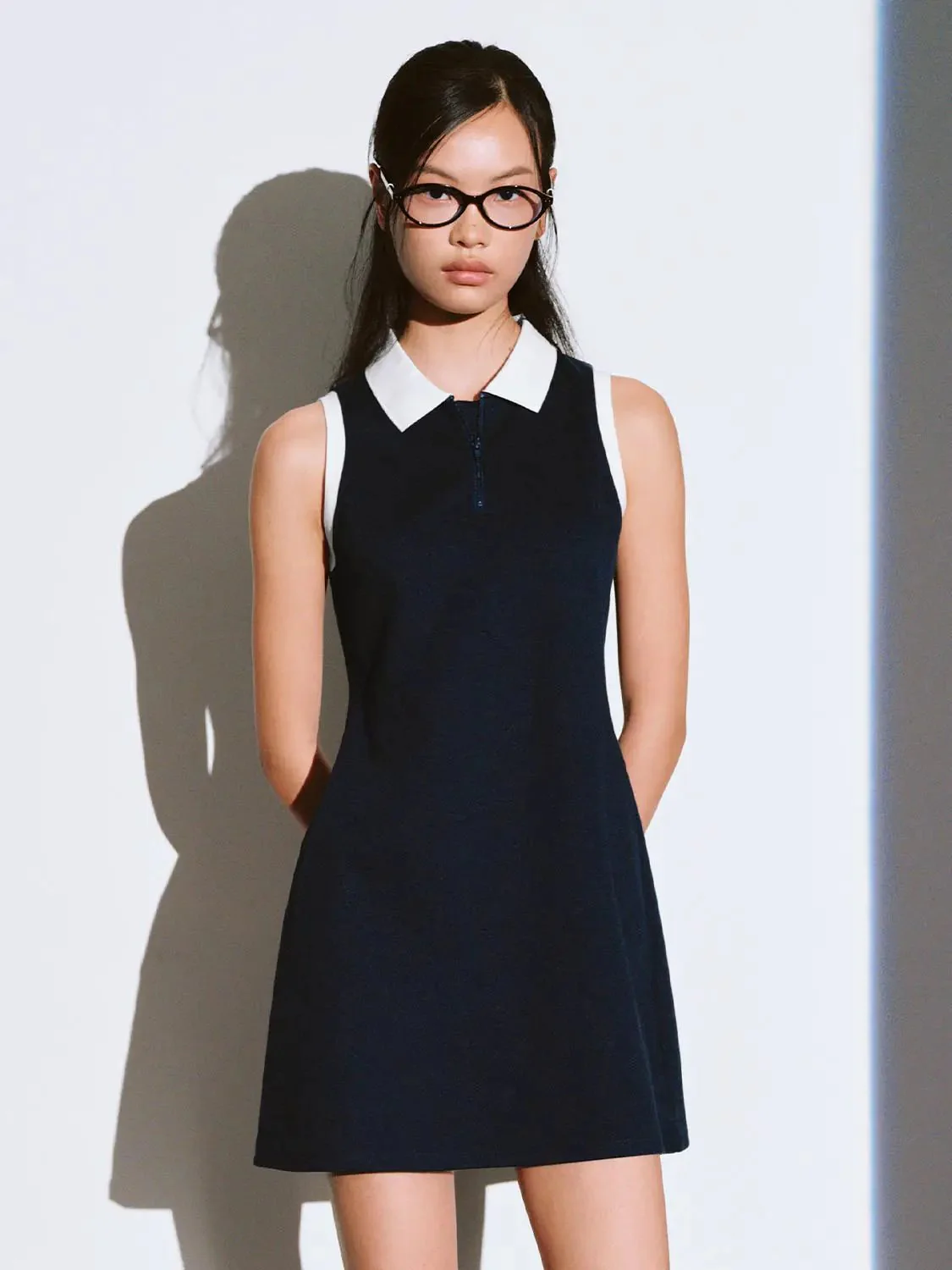 12441-contrast-cotton-blend-polo-collar-sleeveless-a-line-dresses-9.webp Contrast Cotton Blend Polo Collar Sleeveless A Line Dresses