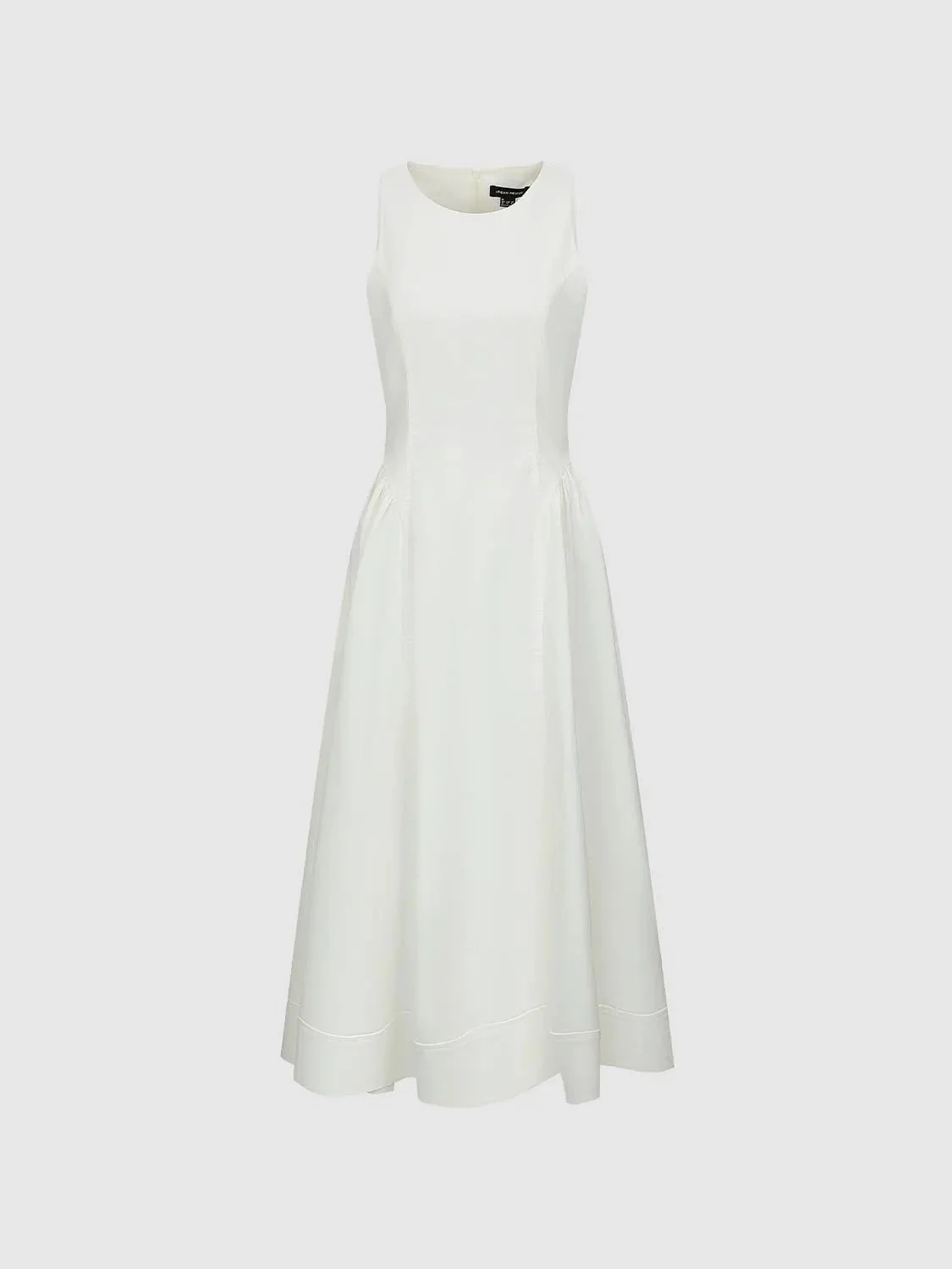Linen Blend Sleeveless Seamed A-Line Midi Dresses