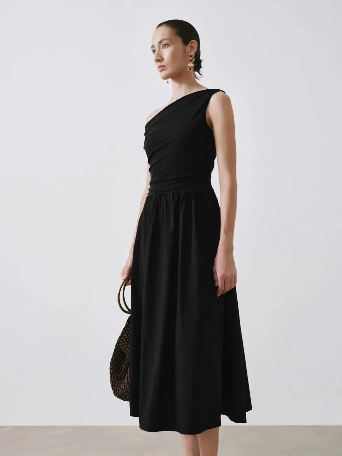 12485-one-shoulder-ruched-a-line-midi-viscose-blend-dress-10.webp One Shoulder Ruched A-Line Midi Viscose Blend Dress