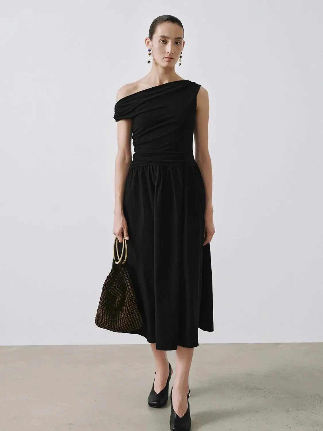 12485-one-shoulder-ruched-a-line-midi-viscose-blend-dress-18.webp One Shoulder Ruched A-Line Midi Viscose Blend Dress