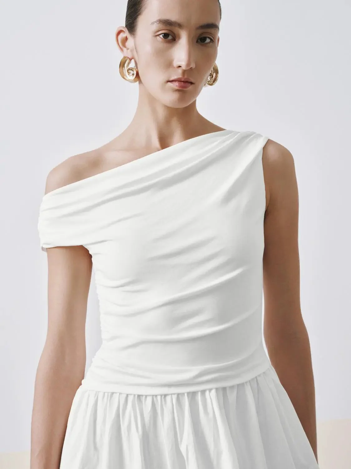 12485-one-shoulder-ruched-a-line-midi-viscose-blend-dress-3.webp One Shoulder Ruched A-Line Midi Viscose Blend Dress
