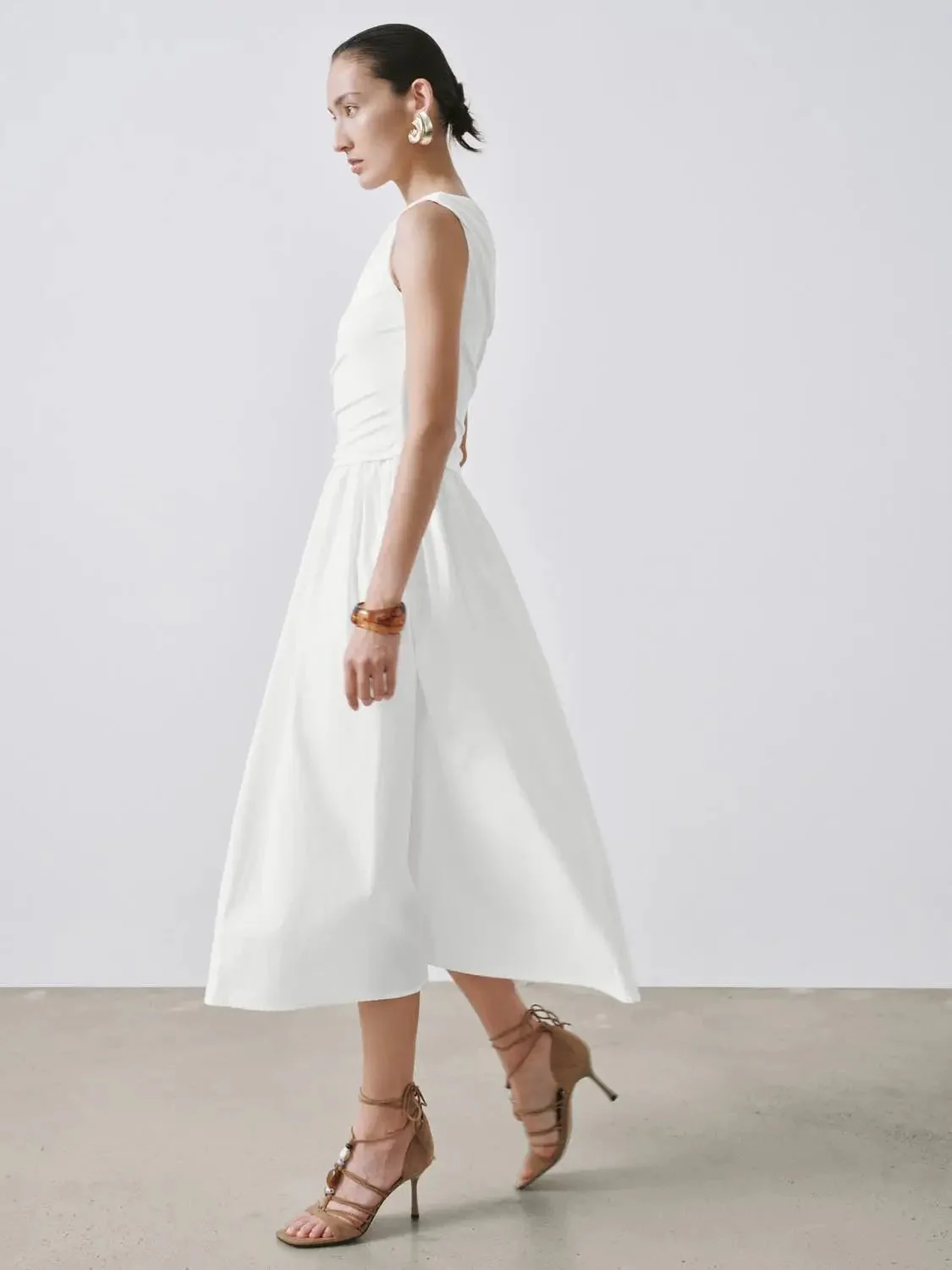 12485-one-shoulder-ruched-a-line-midi-viscose-blend-dress-4.webp One Shoulder Ruched A-Line Midi Viscose Blend Dress