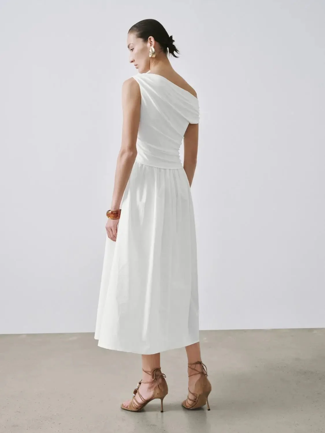 12485-one-shoulder-ruched-a-line-midi-viscose-blend-dress-6.webp One Shoulder Ruched A-Line Midi Viscose Blend Dress
