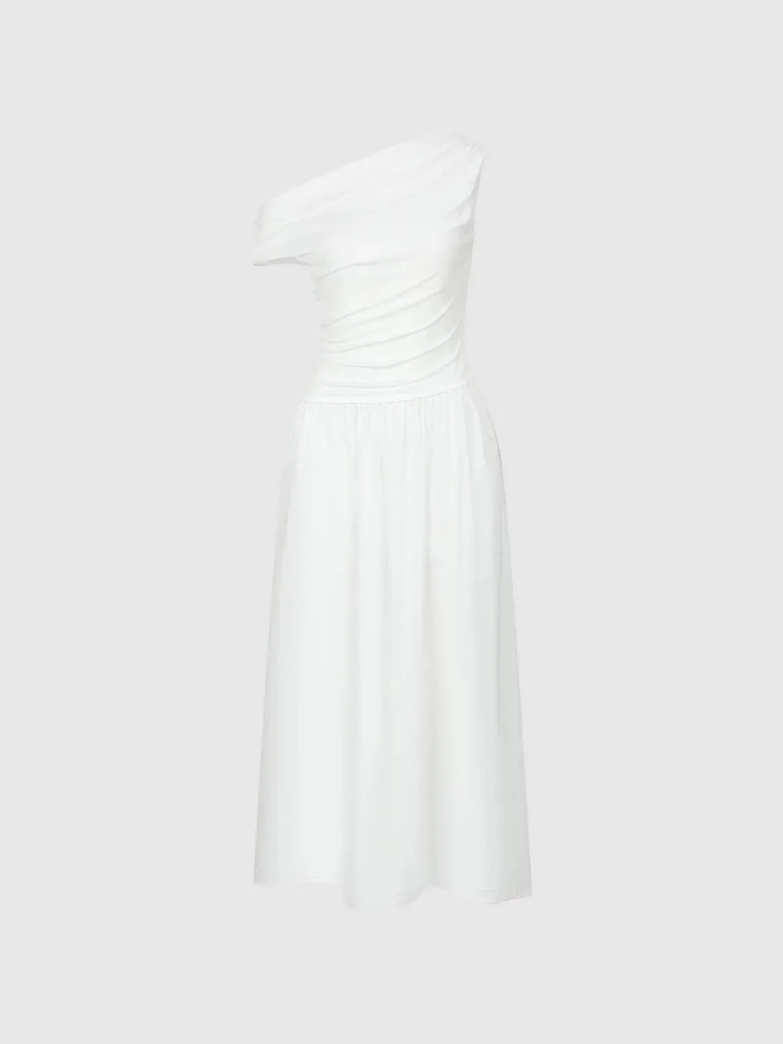 12485-one-shoulder-ruched-a-line-midi-viscose-blend-dress-7.webp One Shoulder Ruched A-Line Midi Viscose Blend Dress