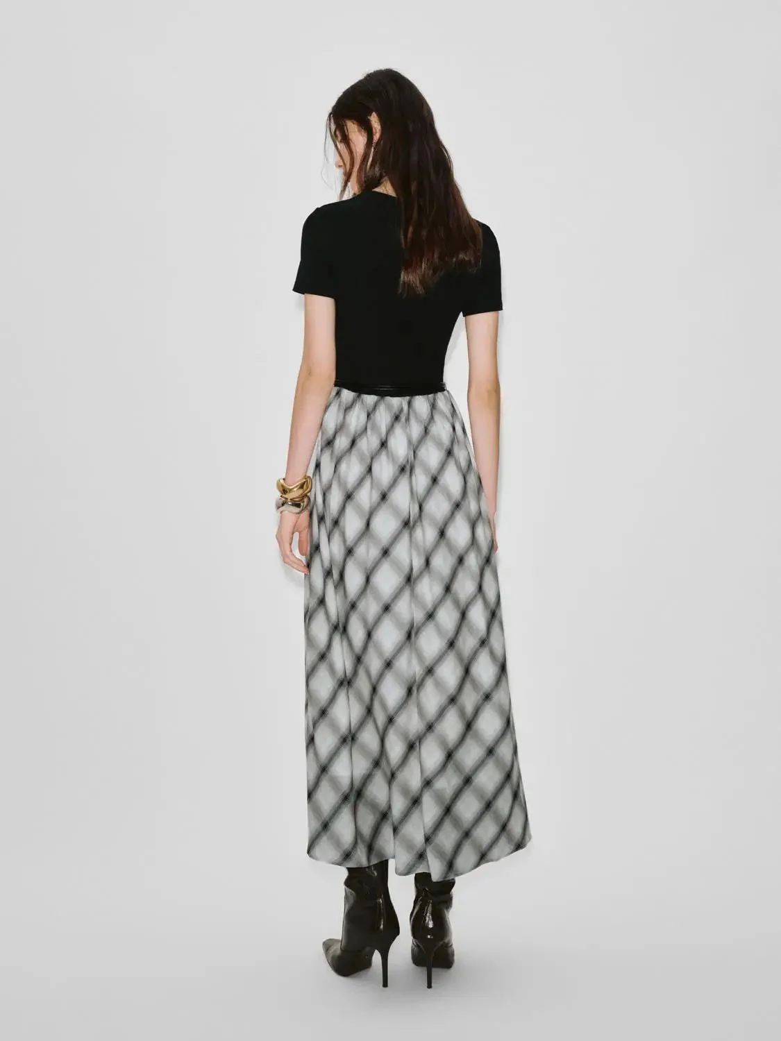 12496-cotton-check-a-line-midi-dress-with-scoop-neck-belt-dresses-6.webp Cotton Check A-Line Midi Dress With Scoop Neck Belt Dresses