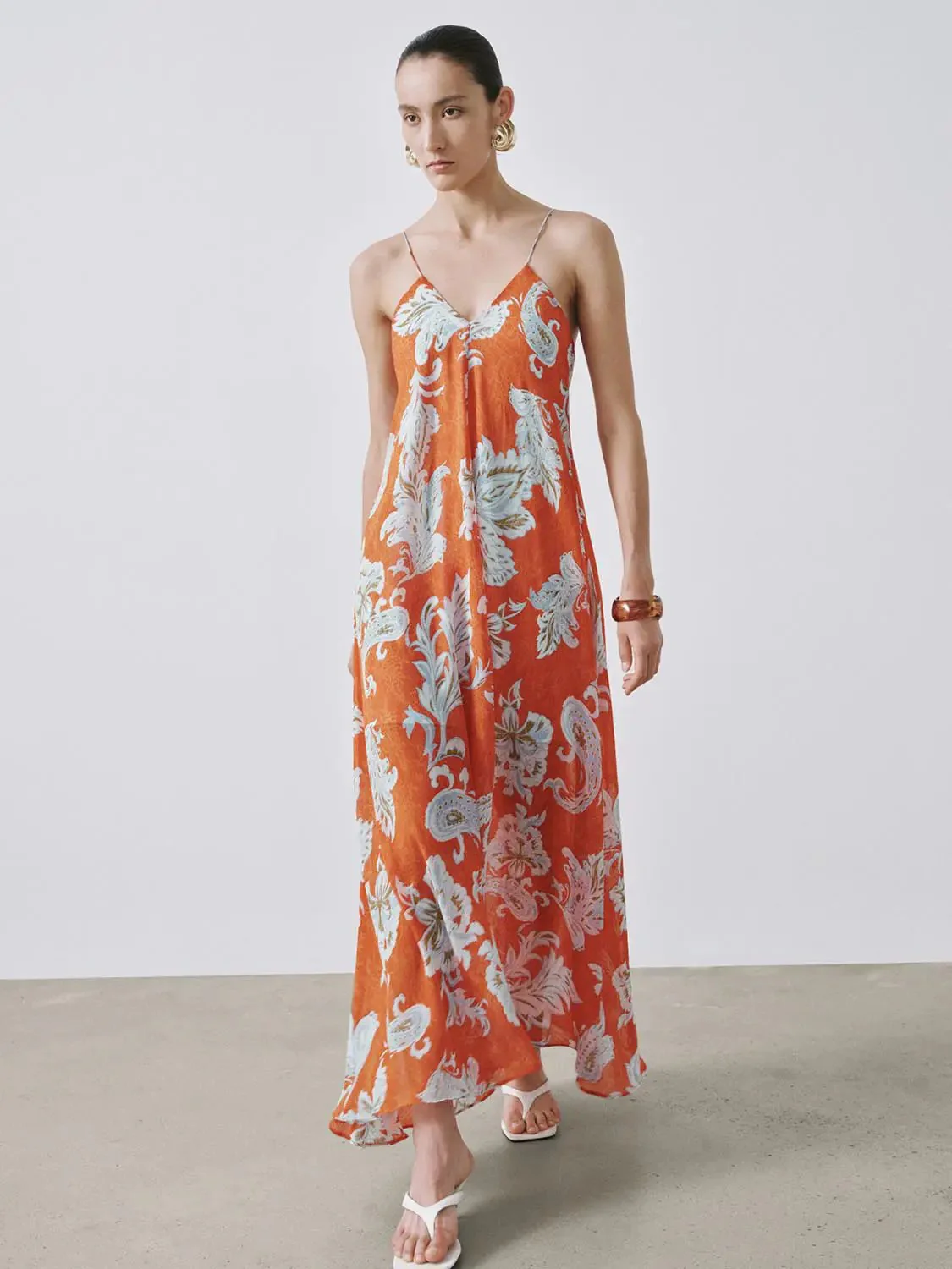 Floral Intarsia Strappy A Line Lined Midi Dress