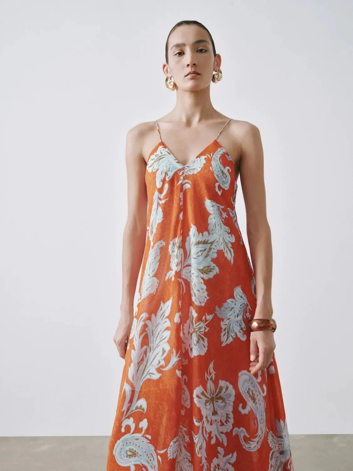 Floral Intarsia Strappy A Line Lined Midi Dress