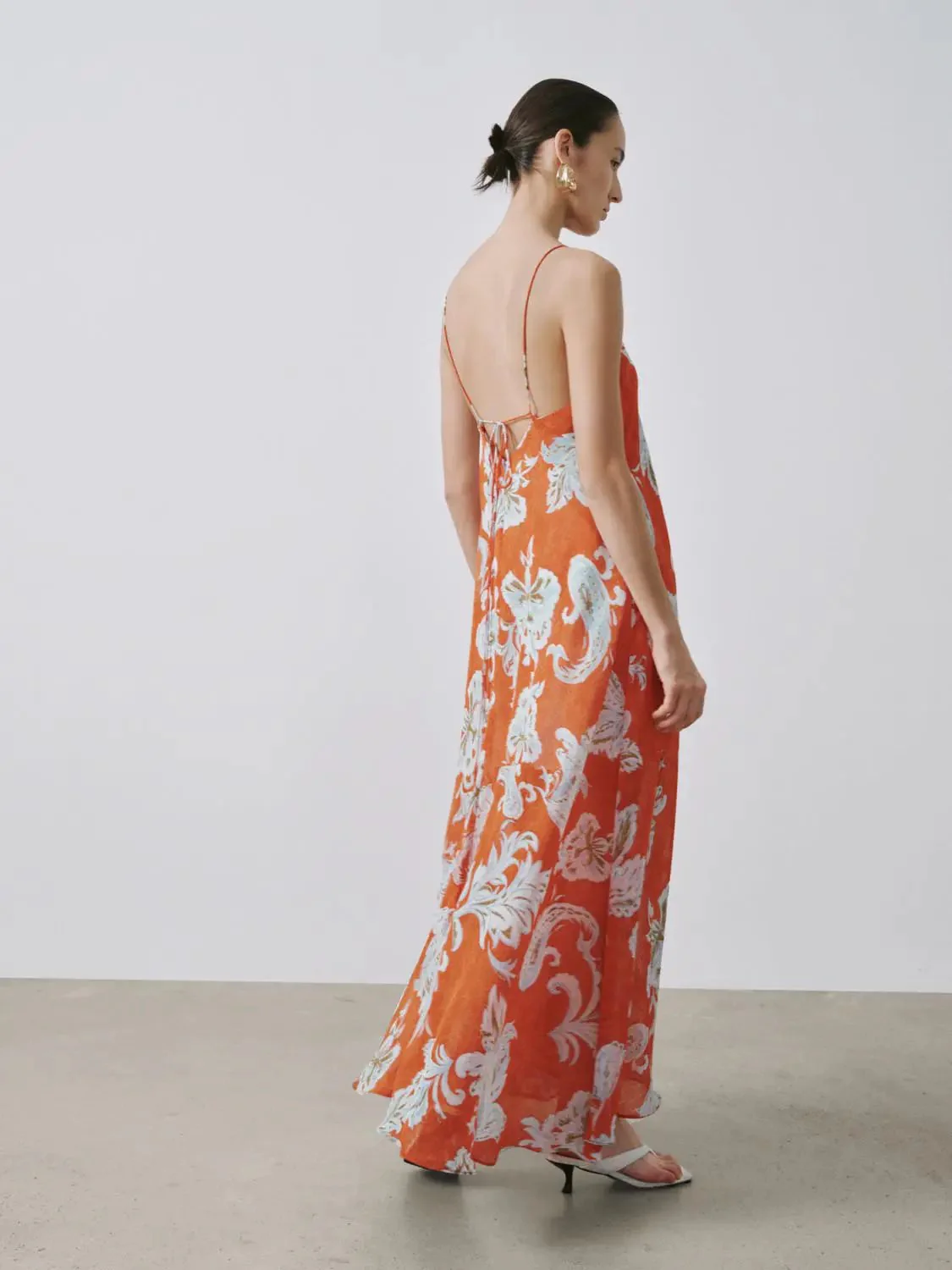 Floral Intarsia Strappy A Line Lined Midi Dress