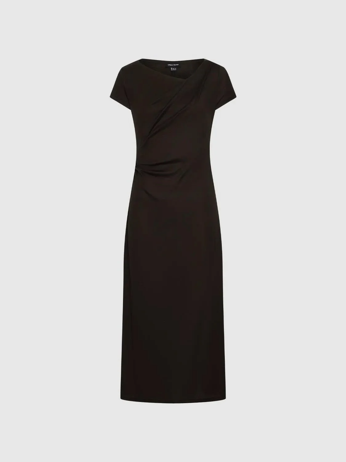 12548-elegant-black-ruched-a-line-midi-dresses-7.webp Elegant Black Ruched A Line Midi Dresses